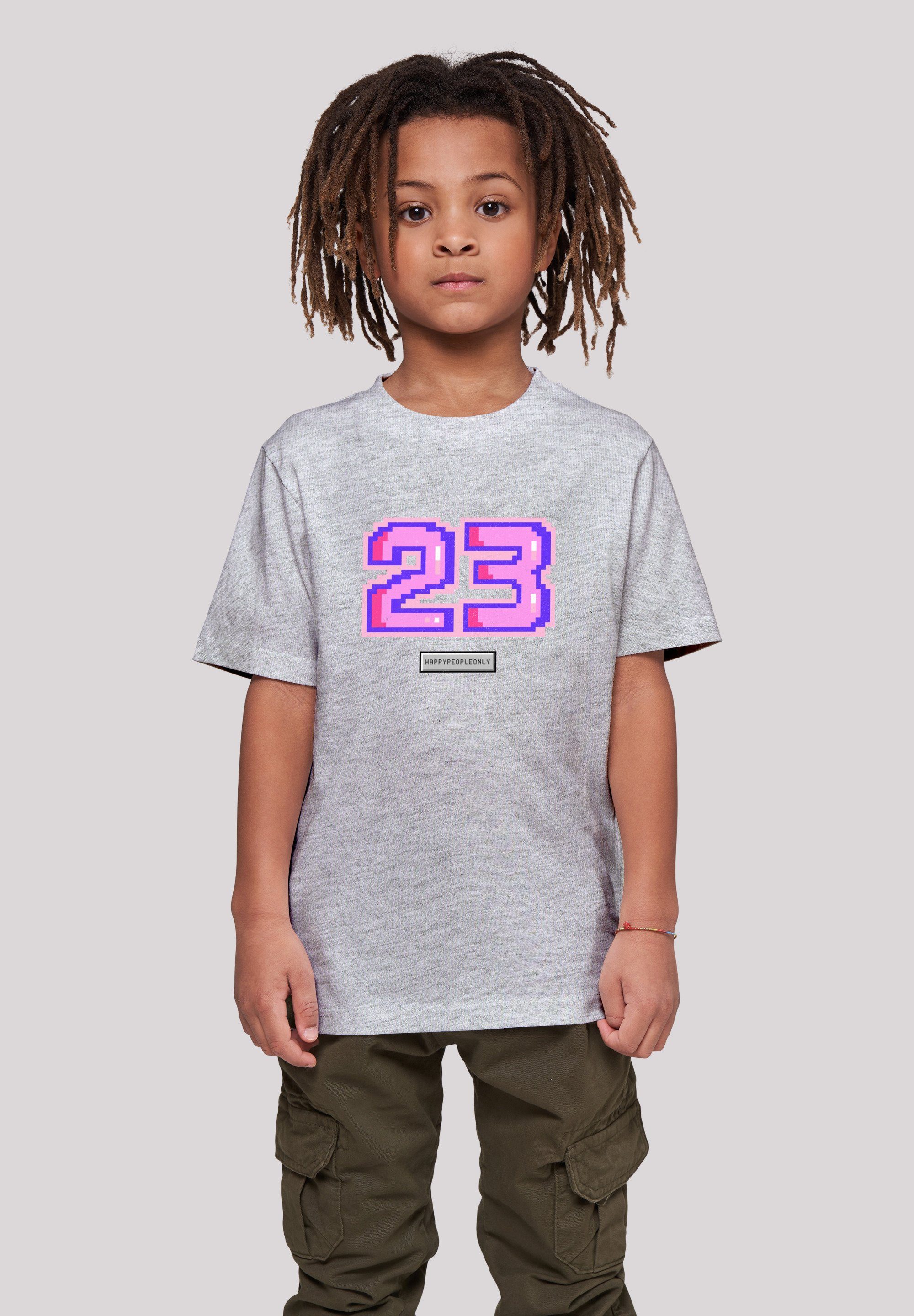 F4NT4STIC T-Shirt Pixel 23 pink Print heather grey