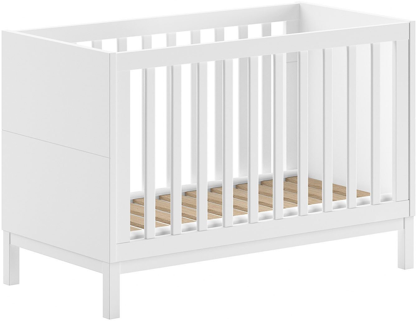 Vipack Babybett in gradlinigem Design, standfest gebaut, pflegeleichte Oberfläche, 60x120 cm, 3-fach verstellbarer Lattenrost, Ausf. weiß lackiert