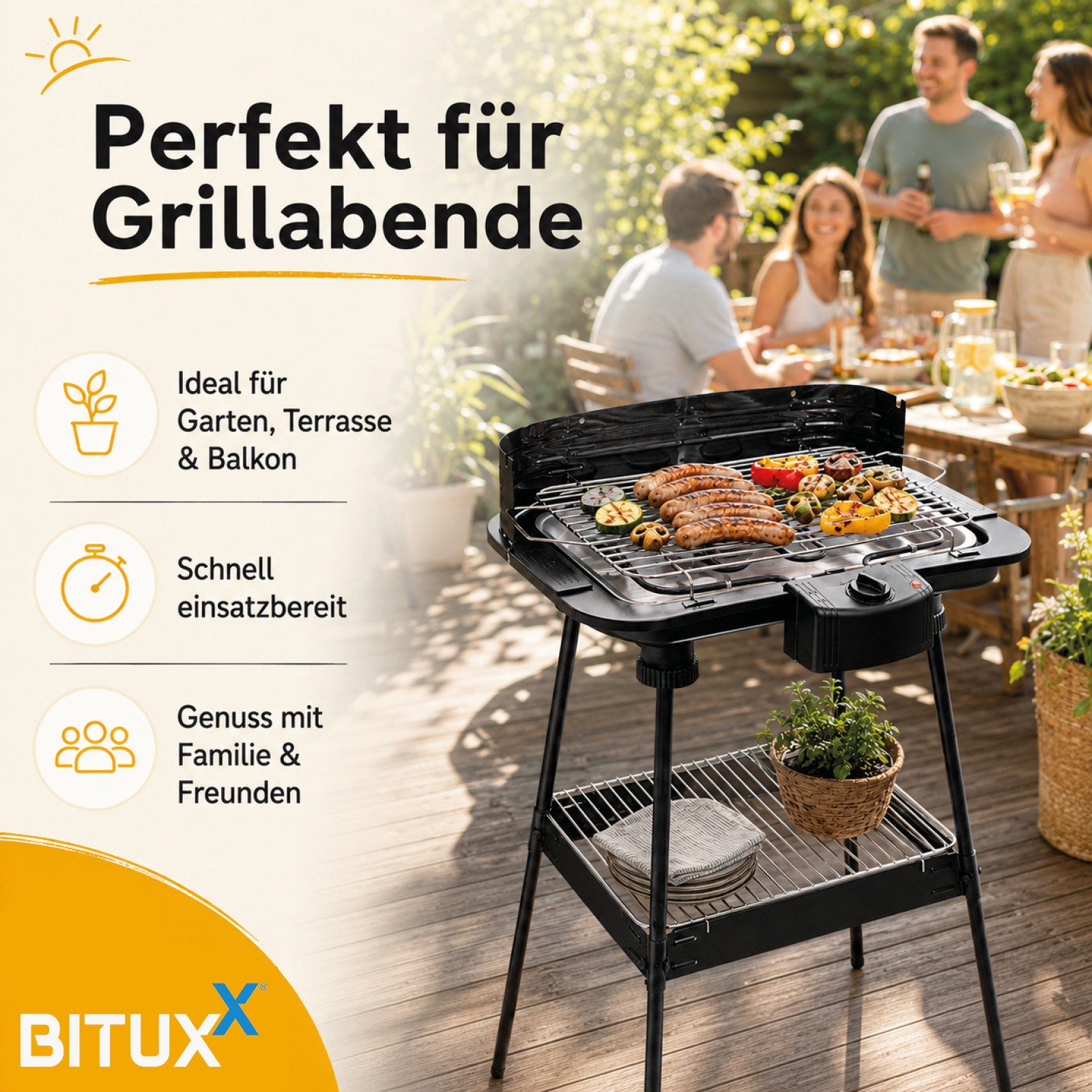 Bituxx Elektro-Standgrill 2200W, 2200 W