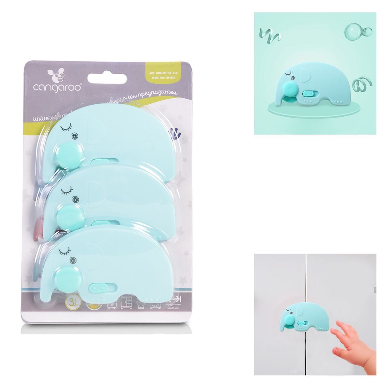 Cangaroo Kindersicherung Henry 3er-Set, 3 Stück, leicht zu reinigen, für unterwegs, praktisch im Alltag
