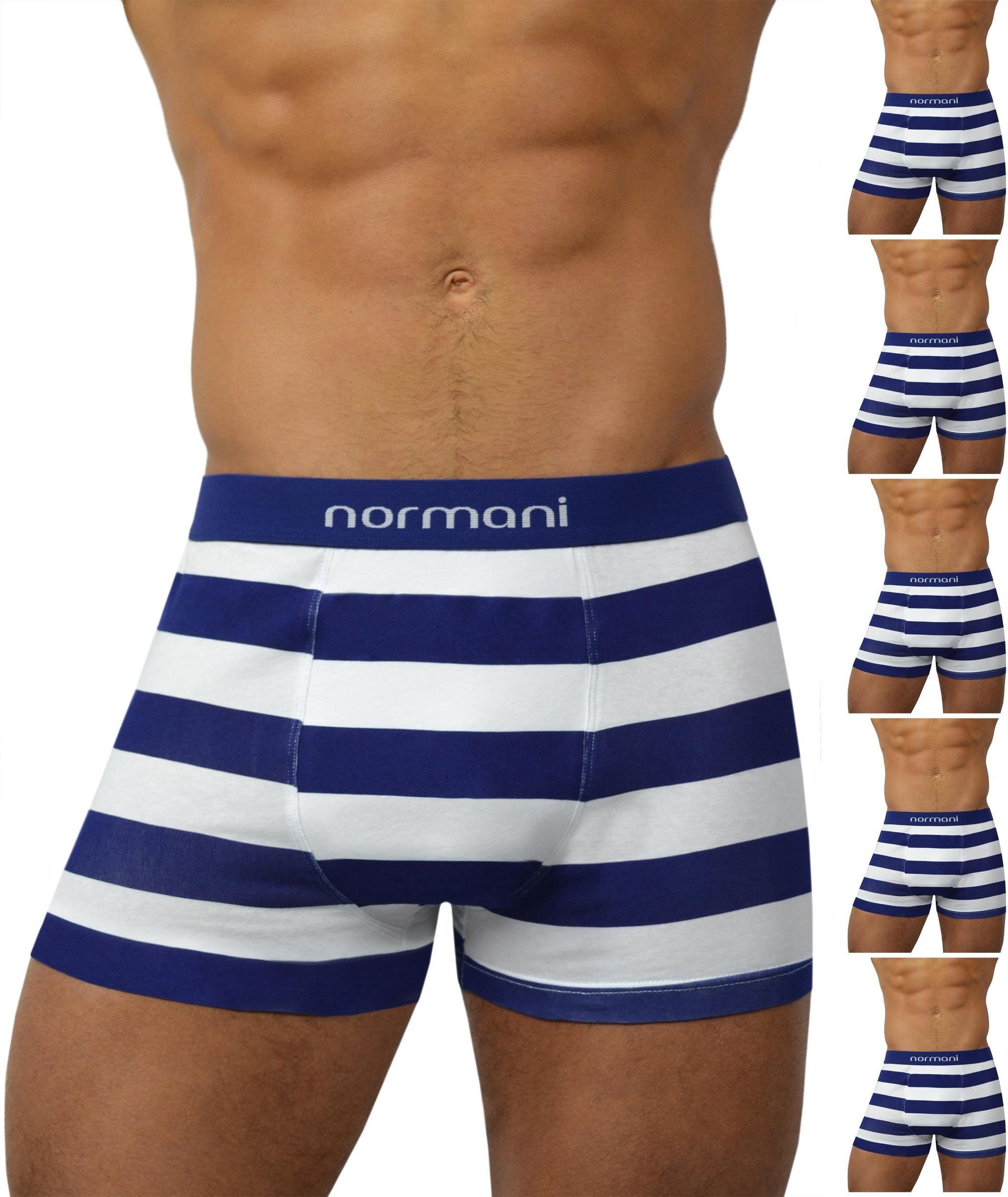normani Retro Boxer 6 Stück Retro Boxershorts aus Baumwolle Unterhose aus atmungsaktiver Baumwolle Navy Stripes