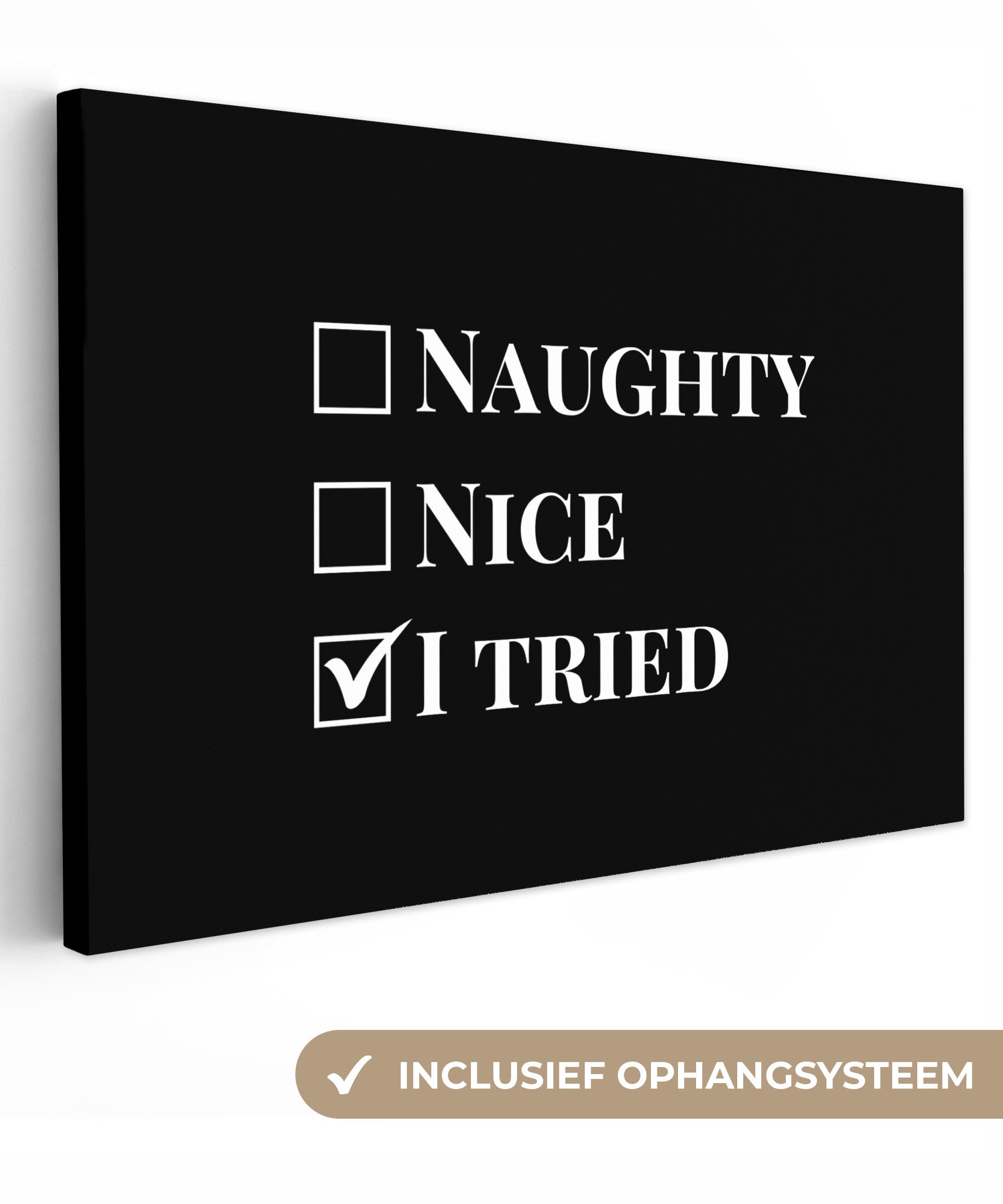 OneMillionCanvasses® Leinwandbild Weihnachten - Schwarz - Weiß - Zitat - Lustig, Fotodruck (1 St), Leinwand Bilder Klein, Wand Dekoration Aesthetic 30x20 cm