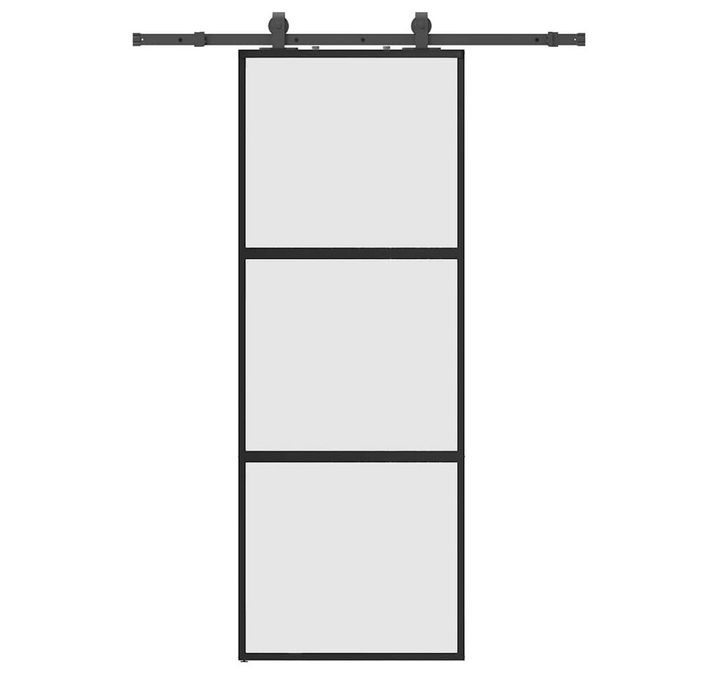 Thumbnail - vidaXL Schiebetür, Schiebetür mit Beschlag Schwarz 76x205 cm Hartglas