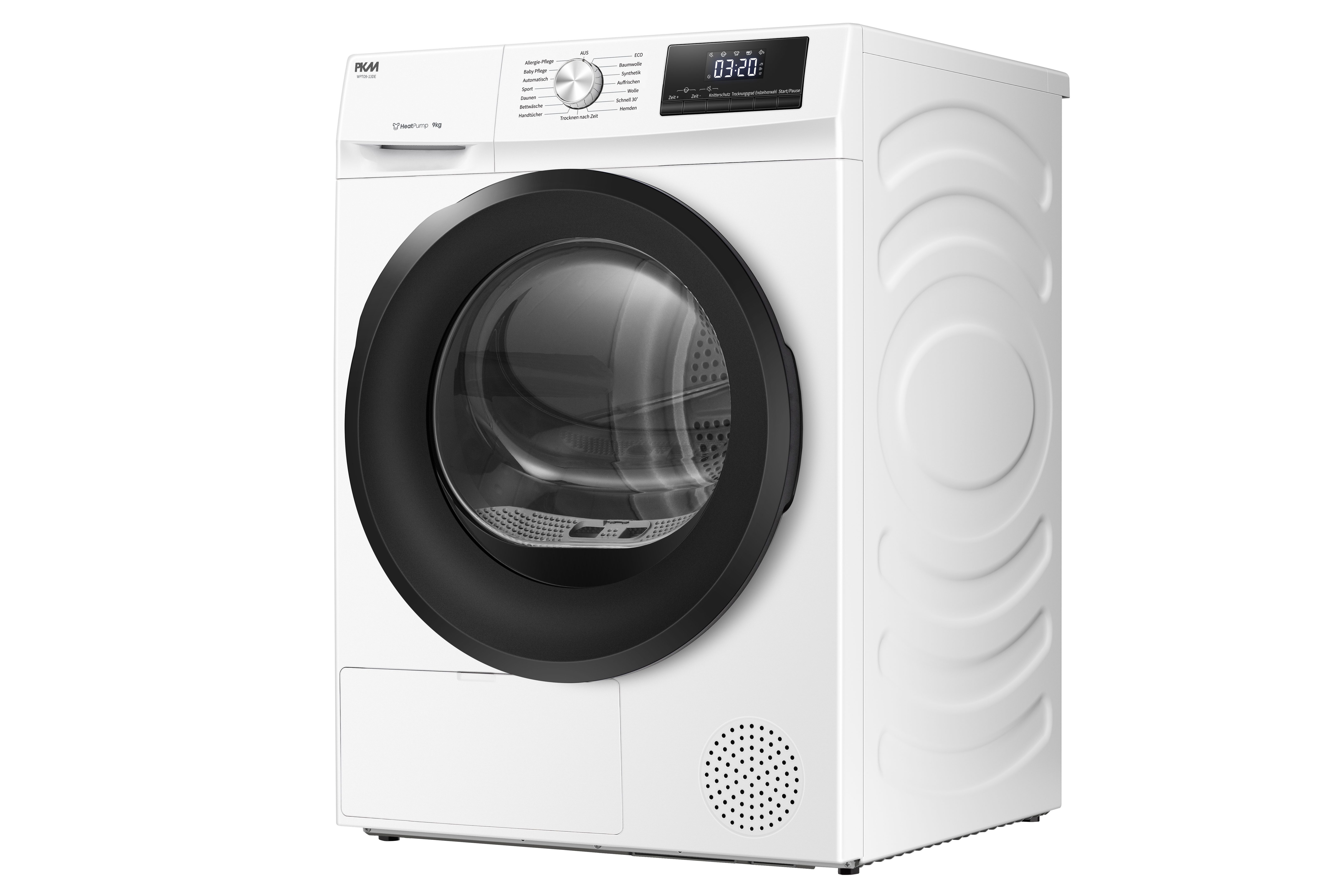 PKM Wärmepumpentrockner WPTO9-13DE, 13 Programme Endzeitvorwahl Signalton höhenverstellbar