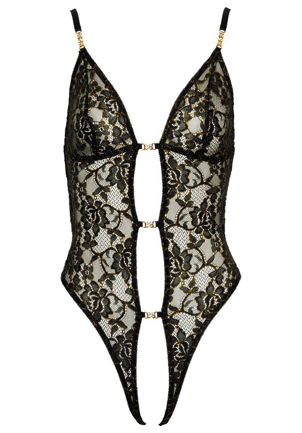 Abierta Fina Stringbody Ouvert Spitzen-Body - schwarz, gold (1-tlg) mit off günstig online kaufen