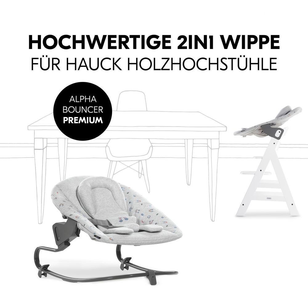 Hauck Hochstuhltablett Bouncer 2in1 Premium - Rainbow, Neugeborenenaufsatz  & Wippe für Alpha & Beta Hochstuhl ab Geburt bis 9 kg | Hochstuhl-Aufsätze