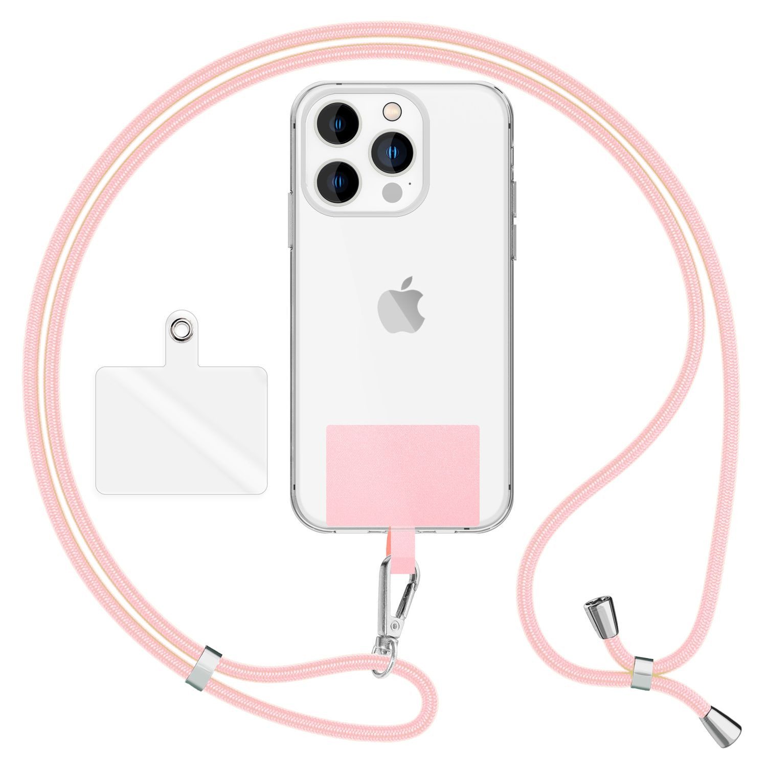 Nalia Handykette Universal Smartphone, Handy Band zum Umhängen mit Pad / 160 cm Lanyard Schlüsselband & Haken