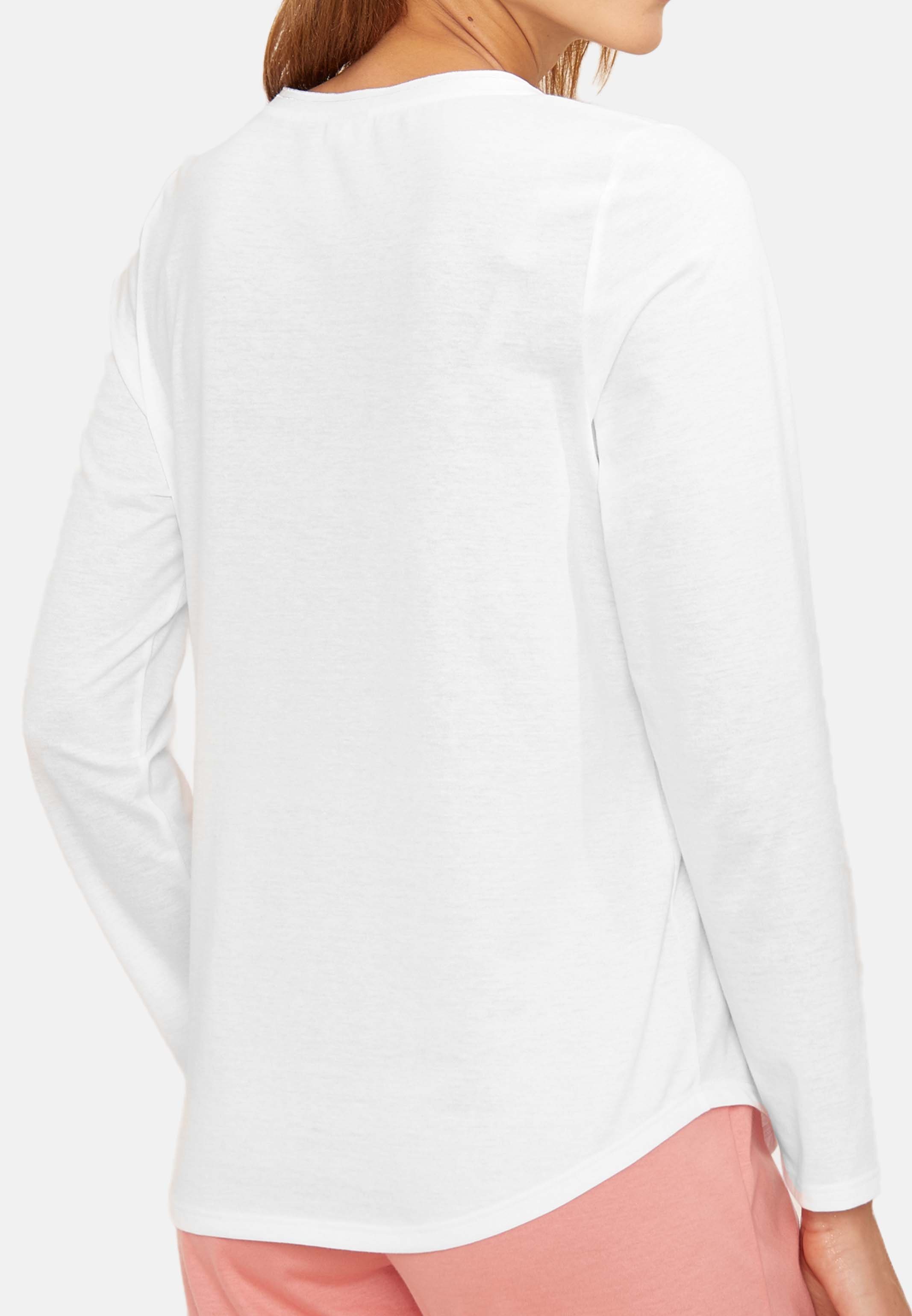 Baumwolle Pyjamaoberteil Shirt (1-tlg) - Schlafanzug - Basic Weiß Rösch