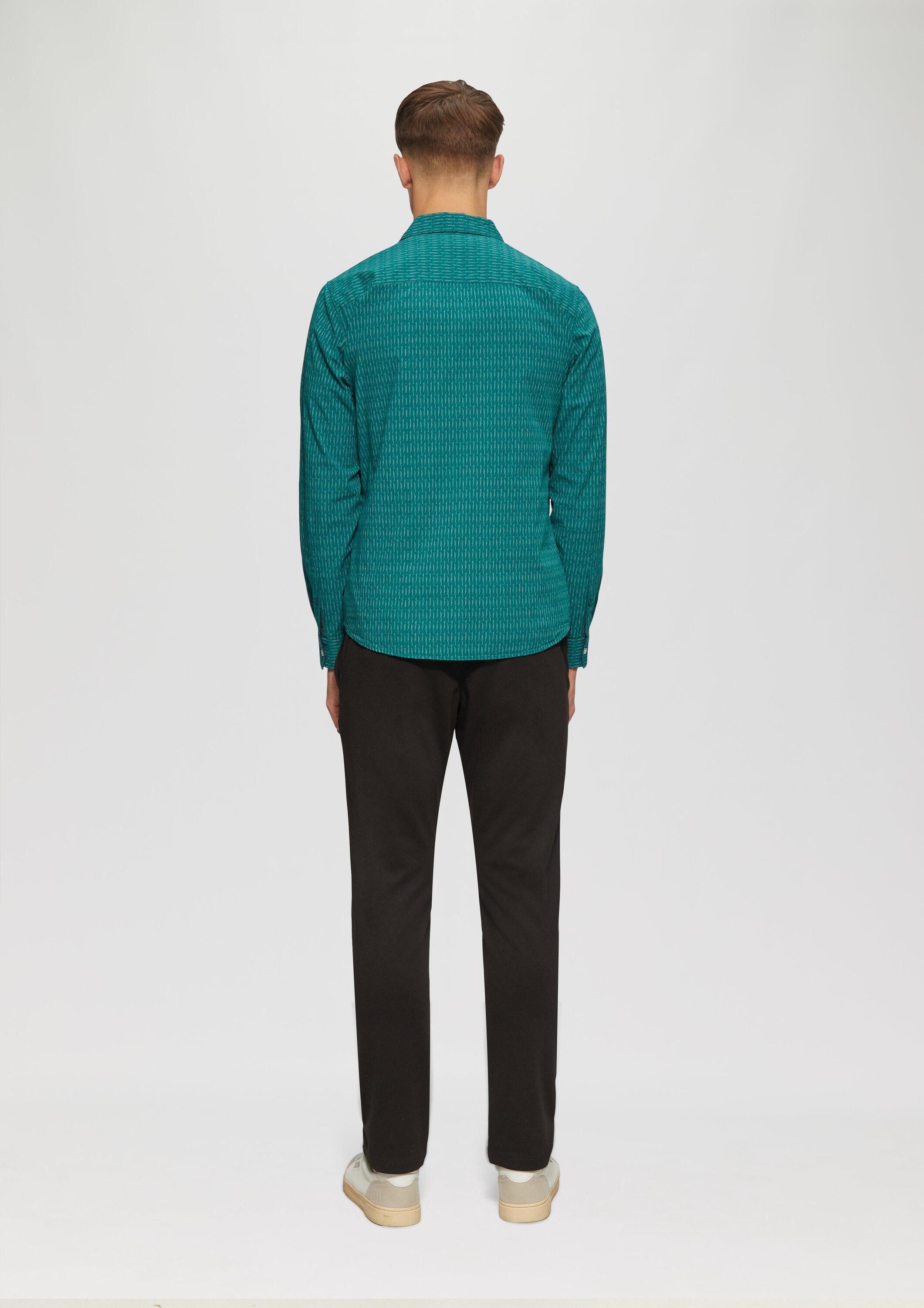 s.Oliver Langarmhemd Hemd Slim Fit: Gemustertes Hemd aus Baumwollstretch