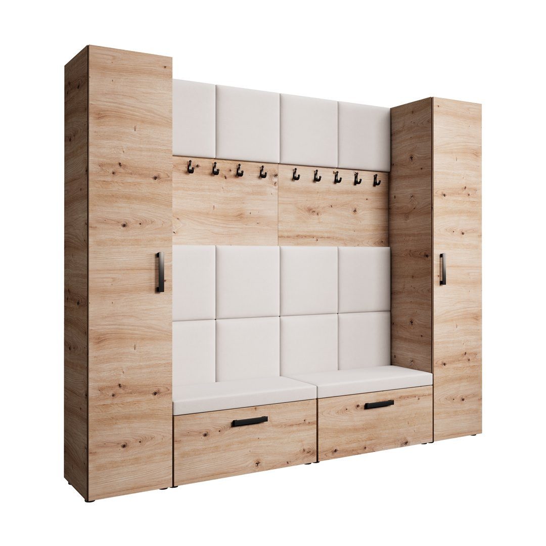 Beautysofa Garderobenschrank Garderobenschrank mit gepolsterten Paneelen günstig online kaufen