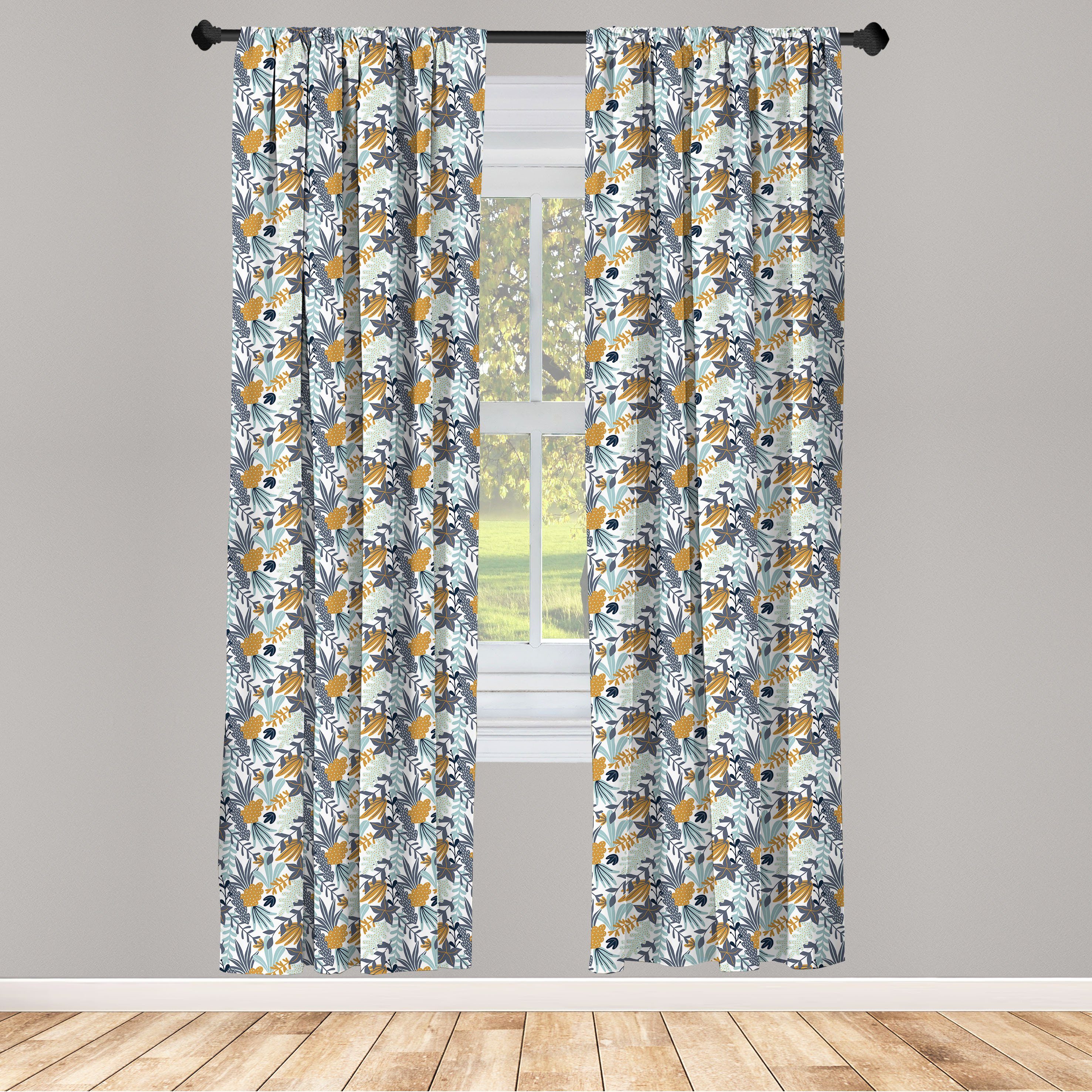 Gardine Vorhang für Wohnzimmer Schlafzimmer Dekor, Abakuhaus, Microfaser, Exotisch Blätter und verwandte Elemente