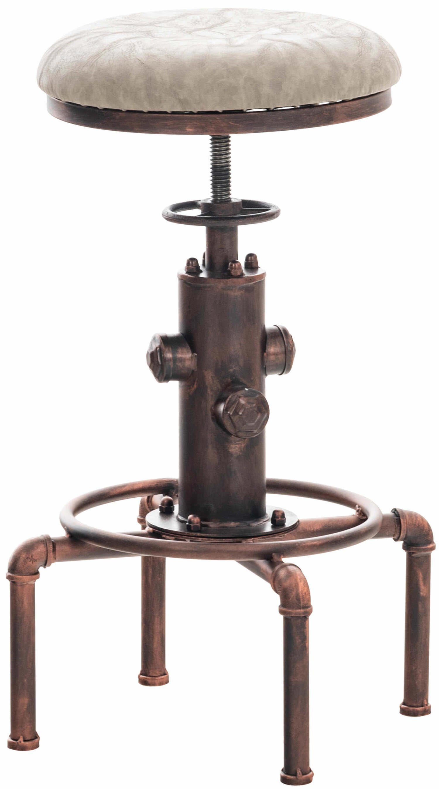 TPFLiving Barhocker Lumos Vintage (mit Fußstütze - Hocker für Theke & Küche - Tresenhocker), 4-Fuß Gestell Holz Bronze - Sitzfläche: Kunstleder Grau | Barhocker