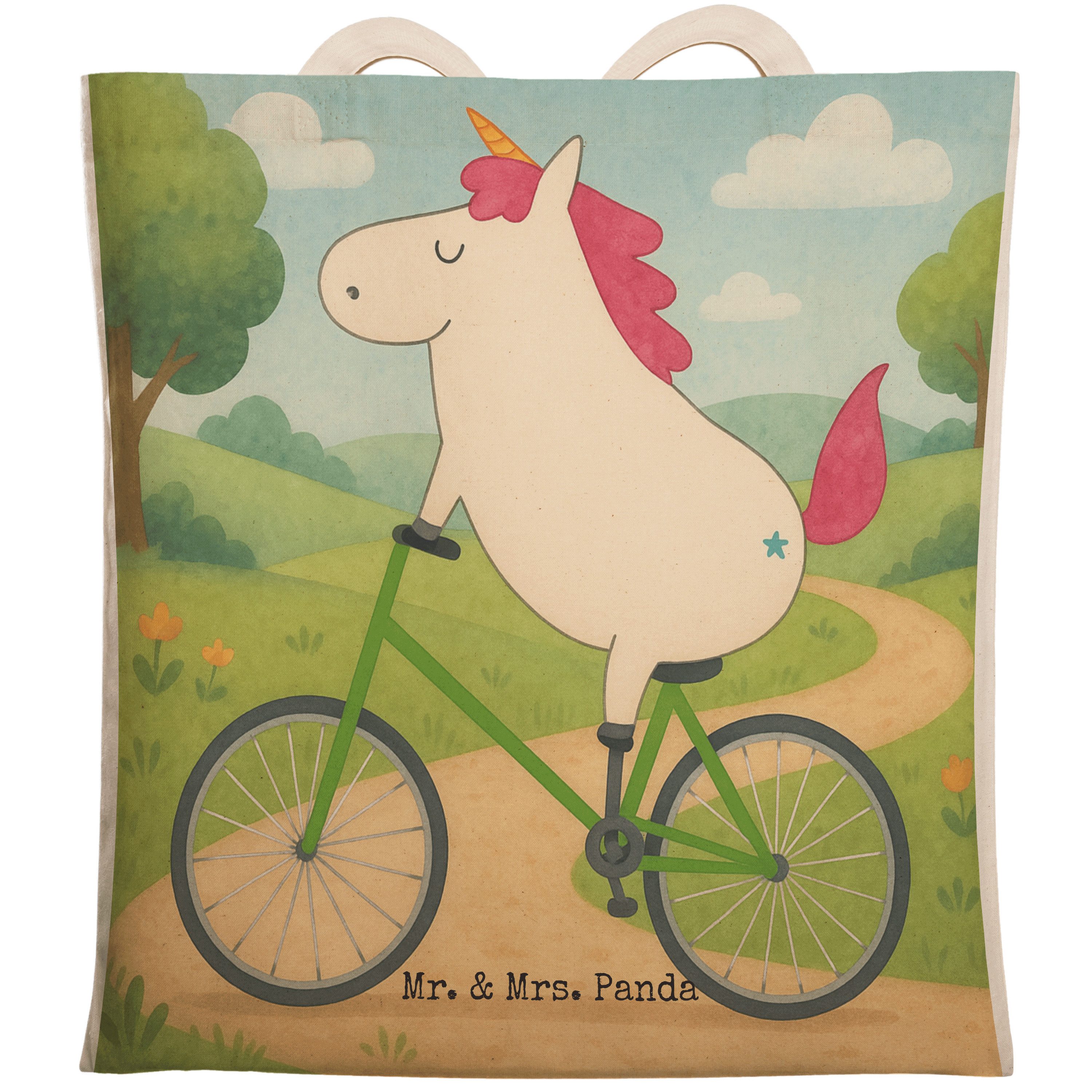 Tragetasche Einhorn Radfahrer Design, Tote Bag, Weiß, Tasche, Bag, Beuteltasche