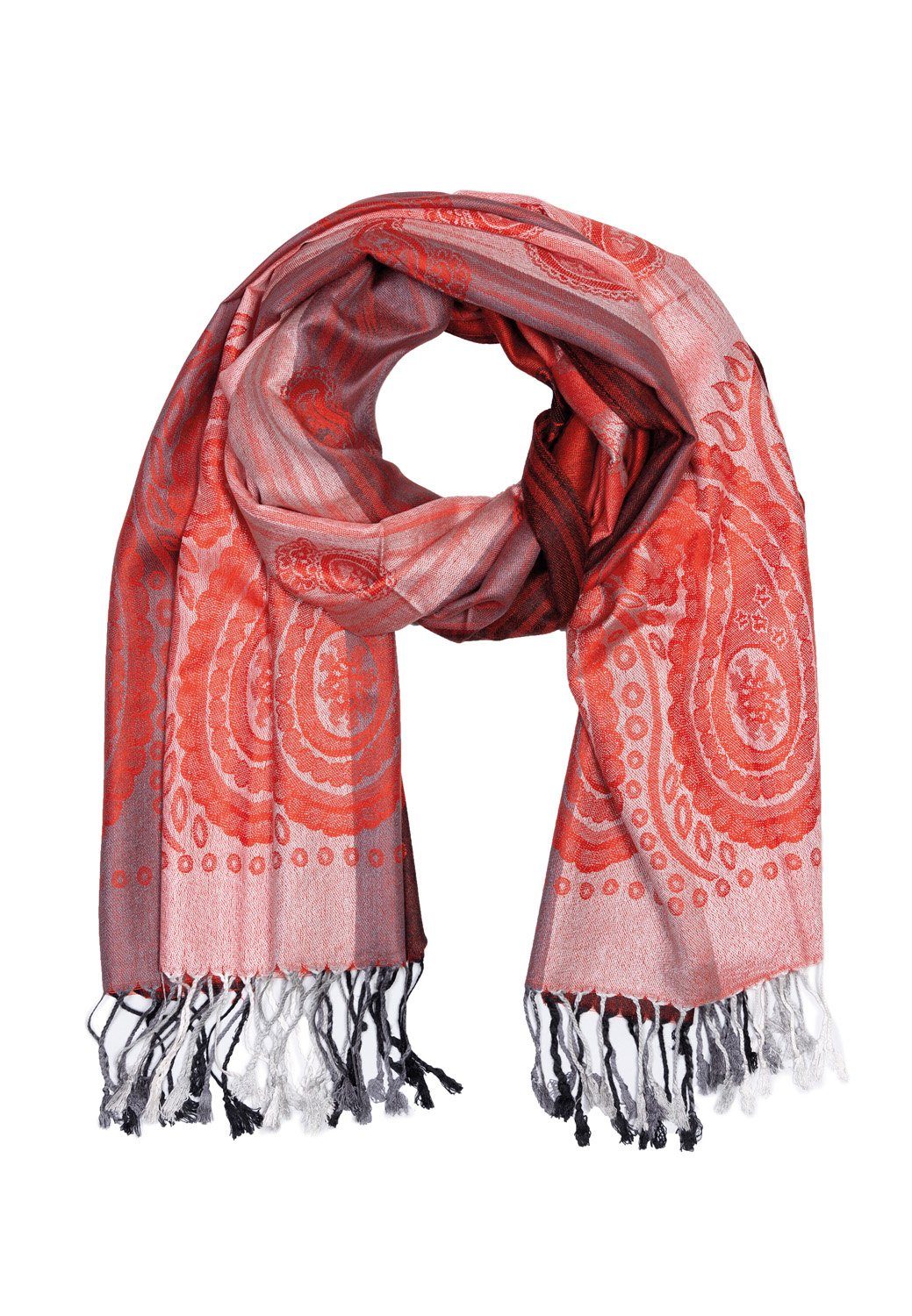 Rot Love Goodman Modeschal Sehr Design mit und Material hochwertiges Design, verspielten Paisley Schal Quasten