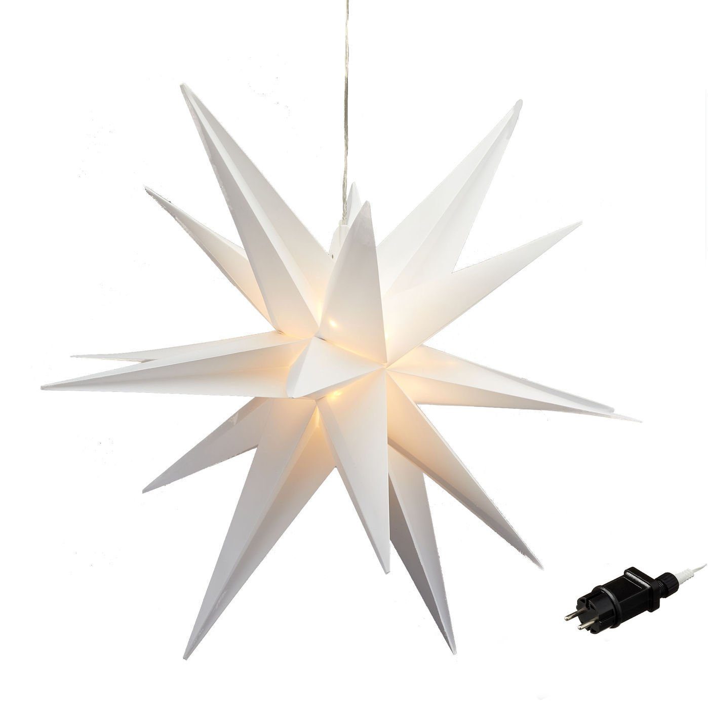 Spetebo Dekostern XXL 3D LED Weihnachtsstern warm weiß - 100 cm, 1 St., Advents Stern zum Hängen für Außen mit Timer Funktion