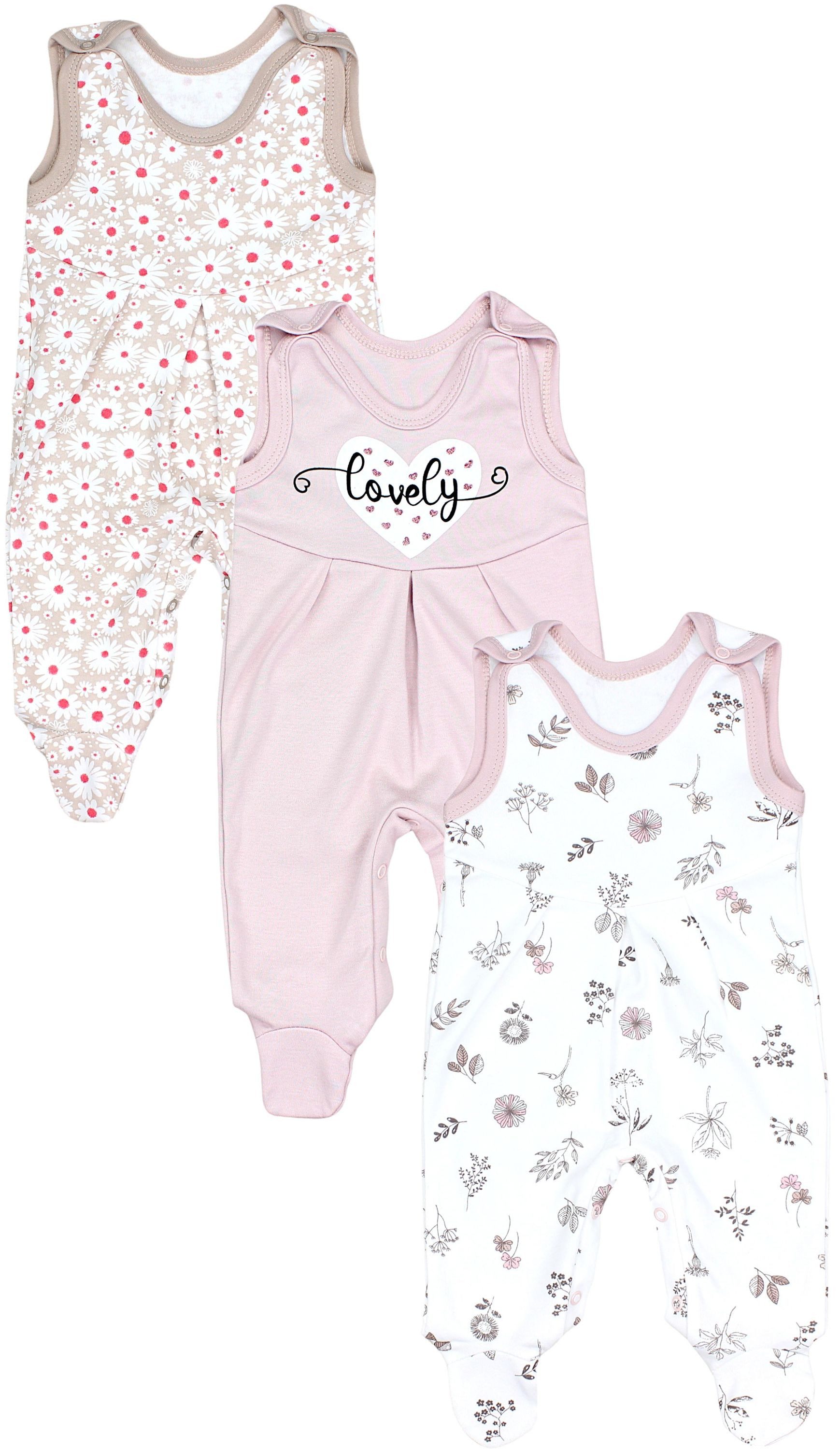 Strampler TupTam Baby Mädchen Strampler mit Fuß 3er Pack