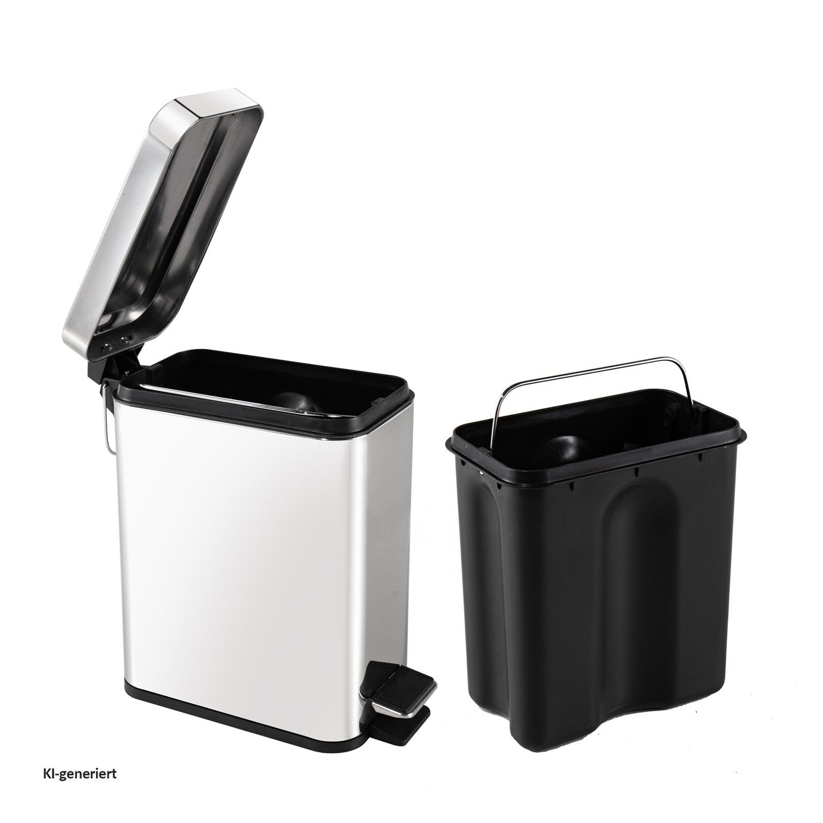 HTI-Living Mülleimer Pedalmülleimer Modern 5 Liter Silber, Abfalleimer mit Soft-Close-Deckel