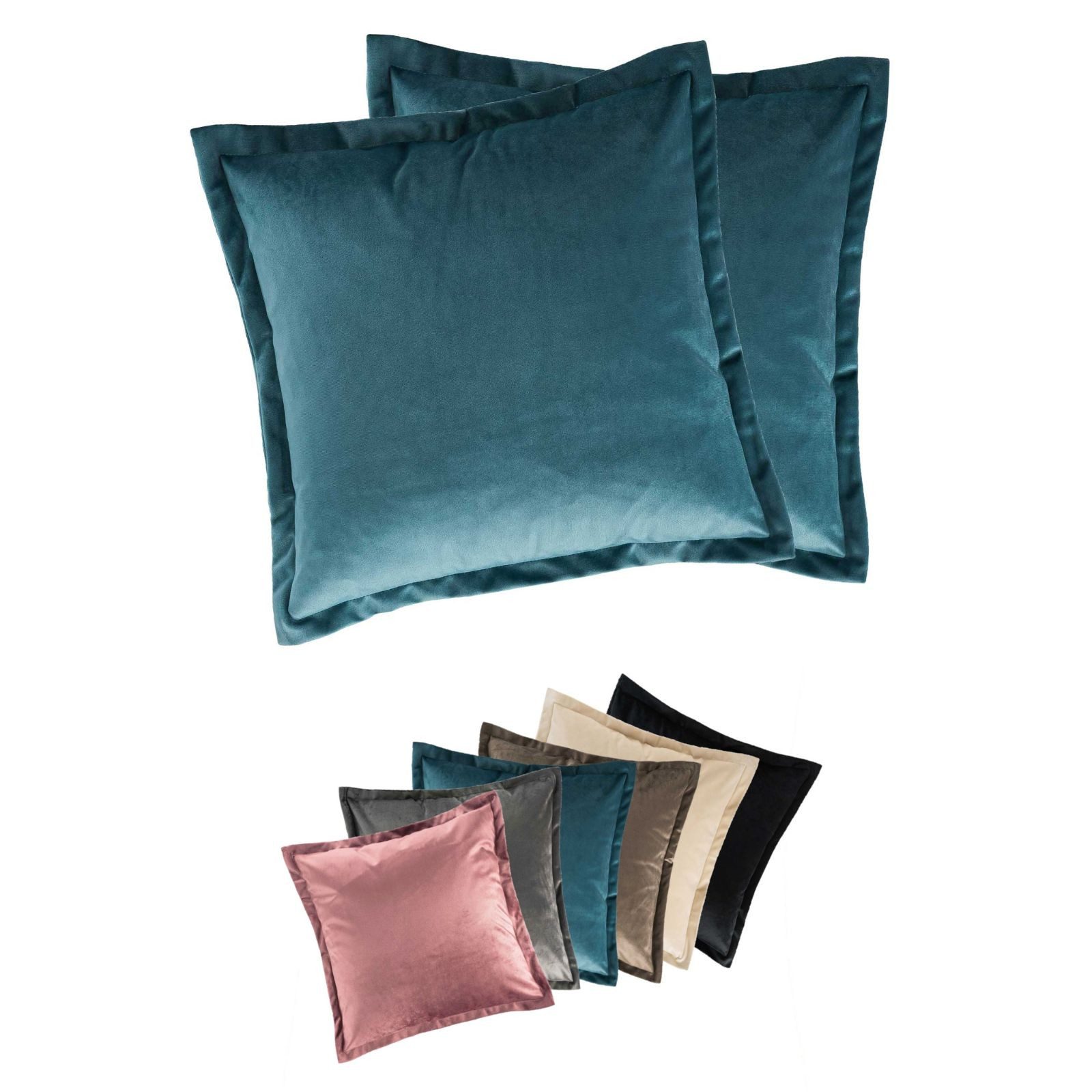 MOON Heimtextilien Kissenhülle 2er Pack 40x40 cm Kissenbezug edle Samt Optik Moon Flora