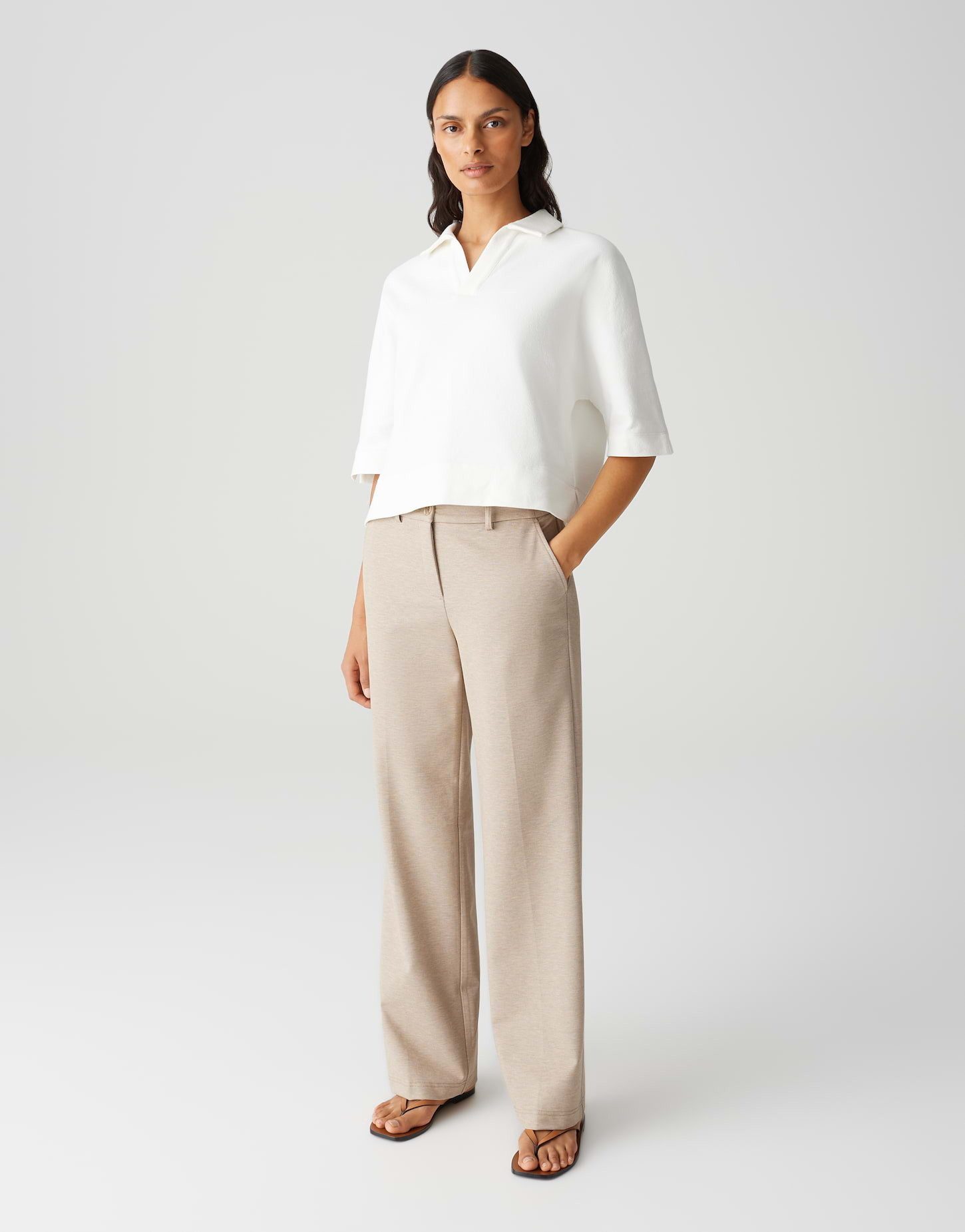 OPUS Anzughose Wide Leg Pants MAUNO CITY mit dezenter Struktur
