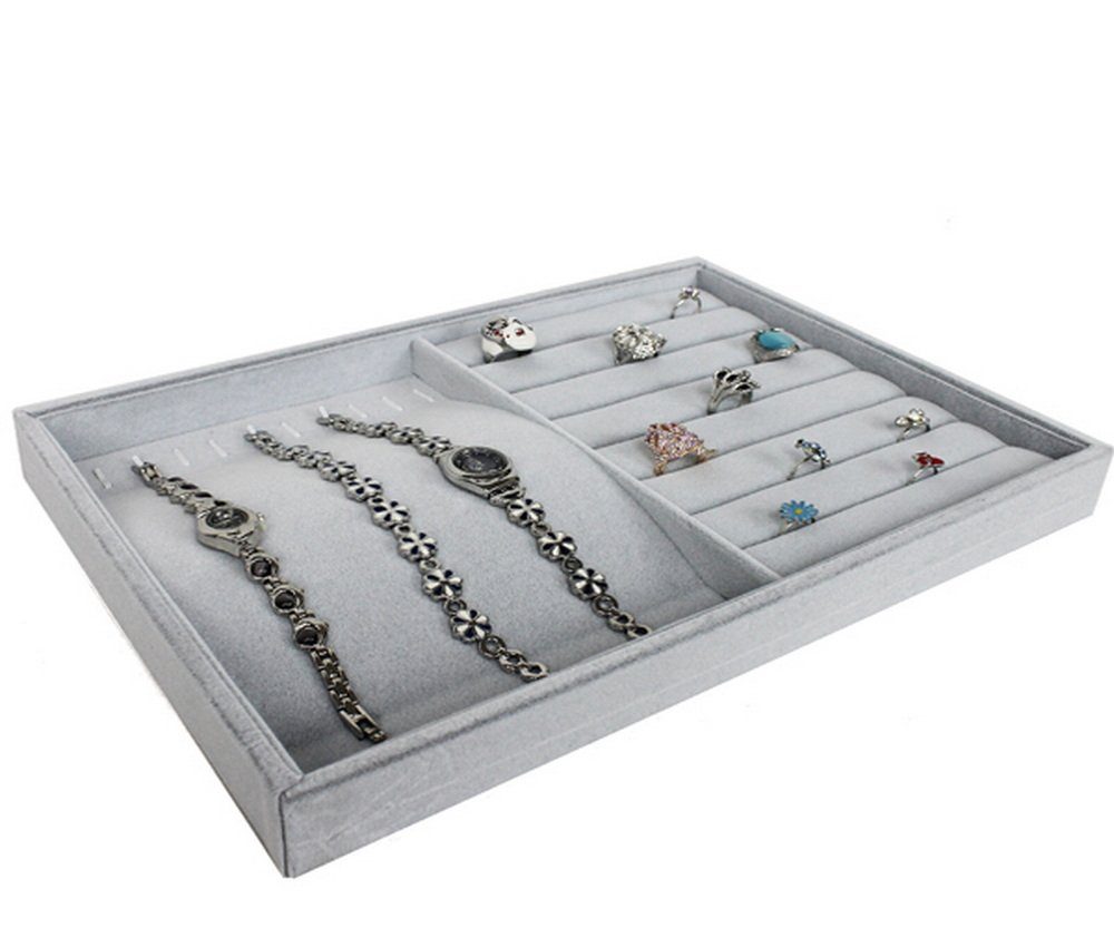 Yudu Schmuckkasten Vorlagebrett Schmuckkasten Schmucklade Schmucktablett Schaukasten grau