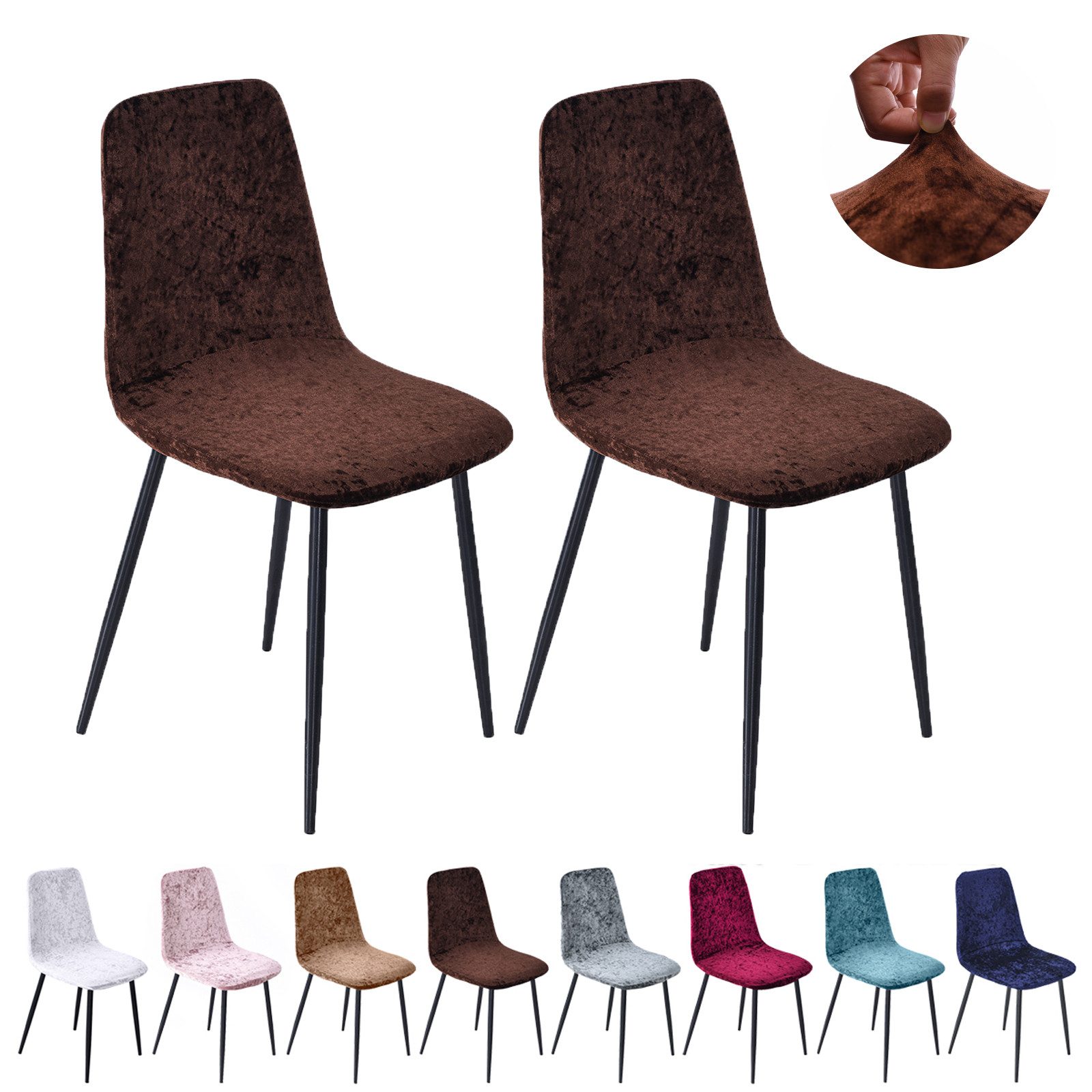 Jibenhome Stuhlbezug Stuhlhussen Samt, Einfarbig, Stretch,Schalenstuhl Abde günstig online kaufen