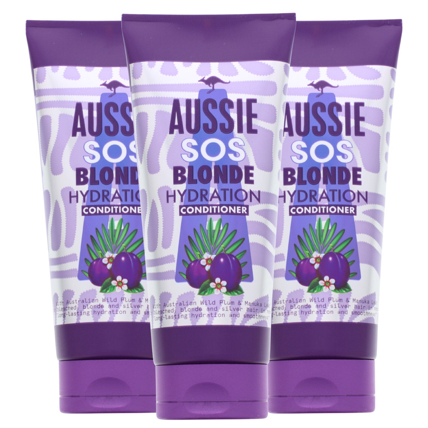 Aussie Haarspülung 3x Aussie SOS Blonde & Silver Hair Hydration Conditioner Haarspülung j