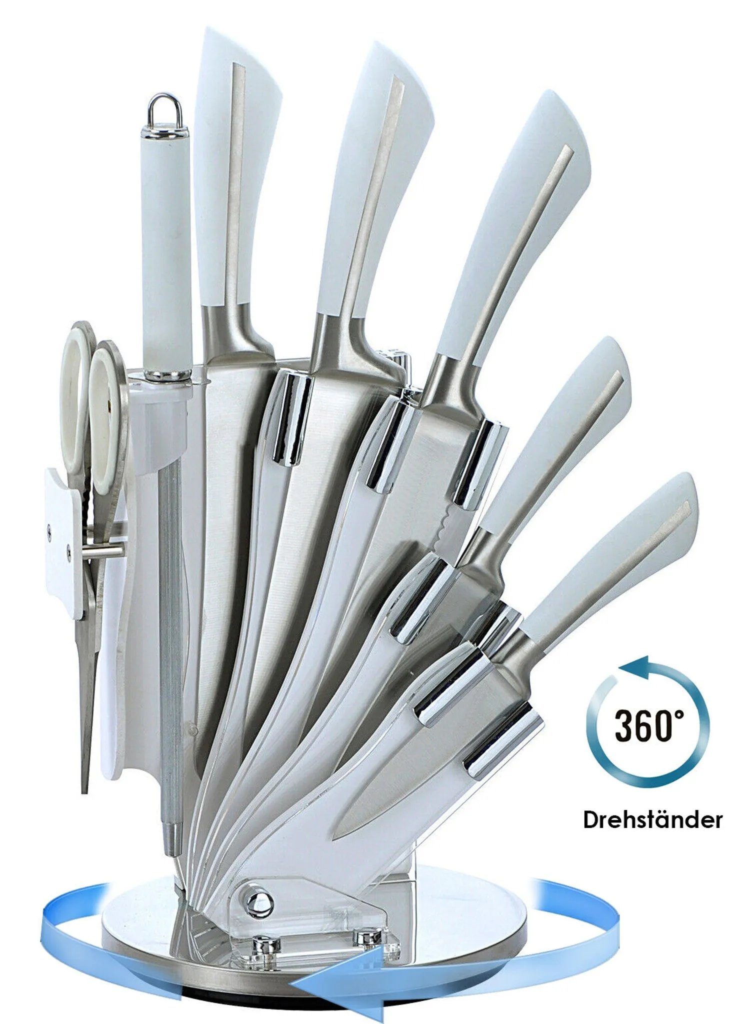Royalty Line Messerblock Messer Kochmesser Messerständer Messerset 8-tlg. Royalty Line weiß