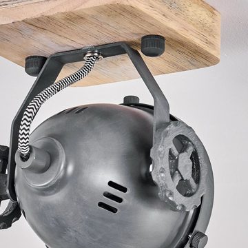 hofstein Deckenleuchte »Biati« verstellbare Wandlampe aus Metall/Holz/Glas, Grau/Braun/Natur, ohne Leuchtmittel, 1xGU10 Fassung max. 50 Watt, Wandspot im Retro/Vintage Design