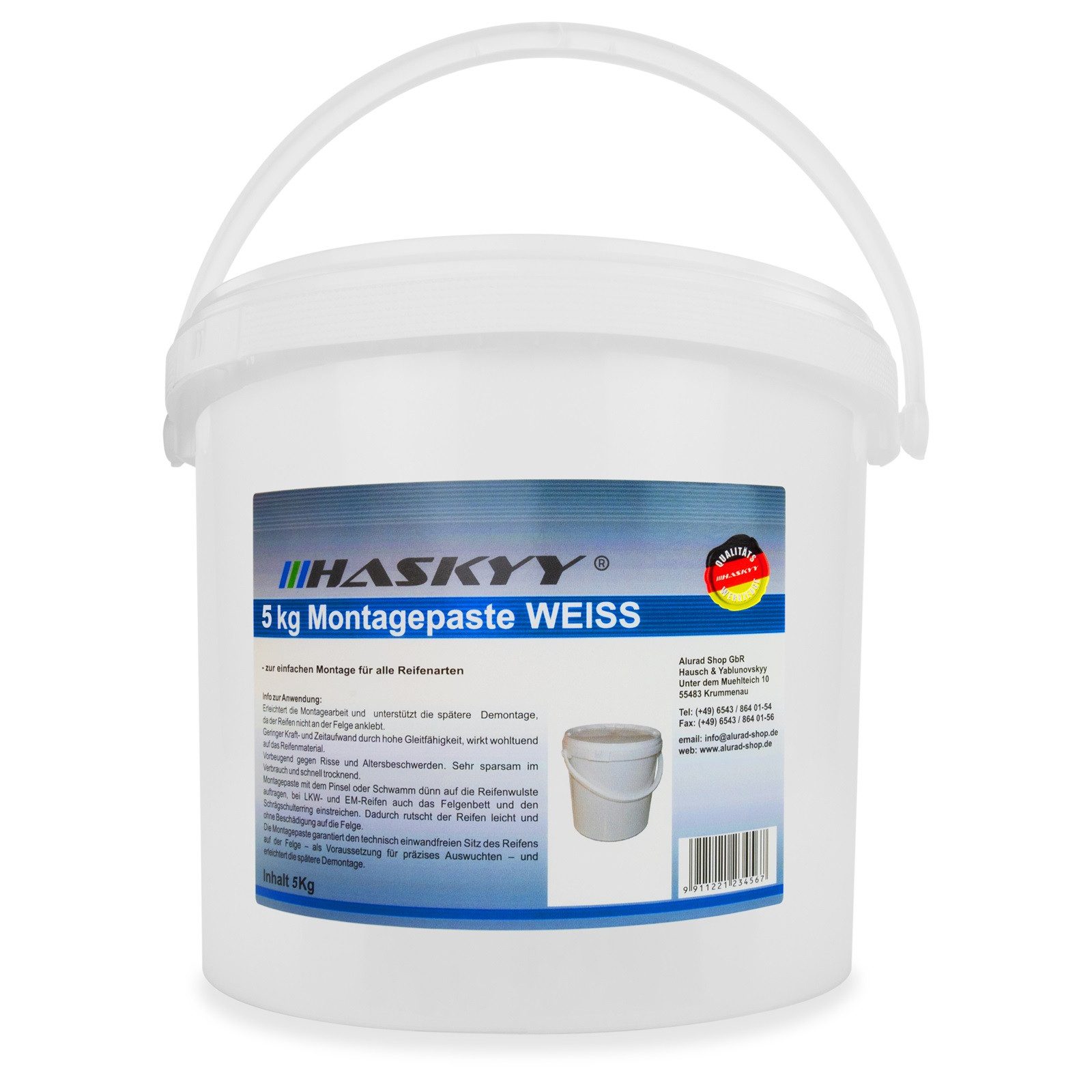 HASKYY Montagepaste Reifenmontage Paste 5kg Weiss Montagepaste Montagewax Reifenmontapaste