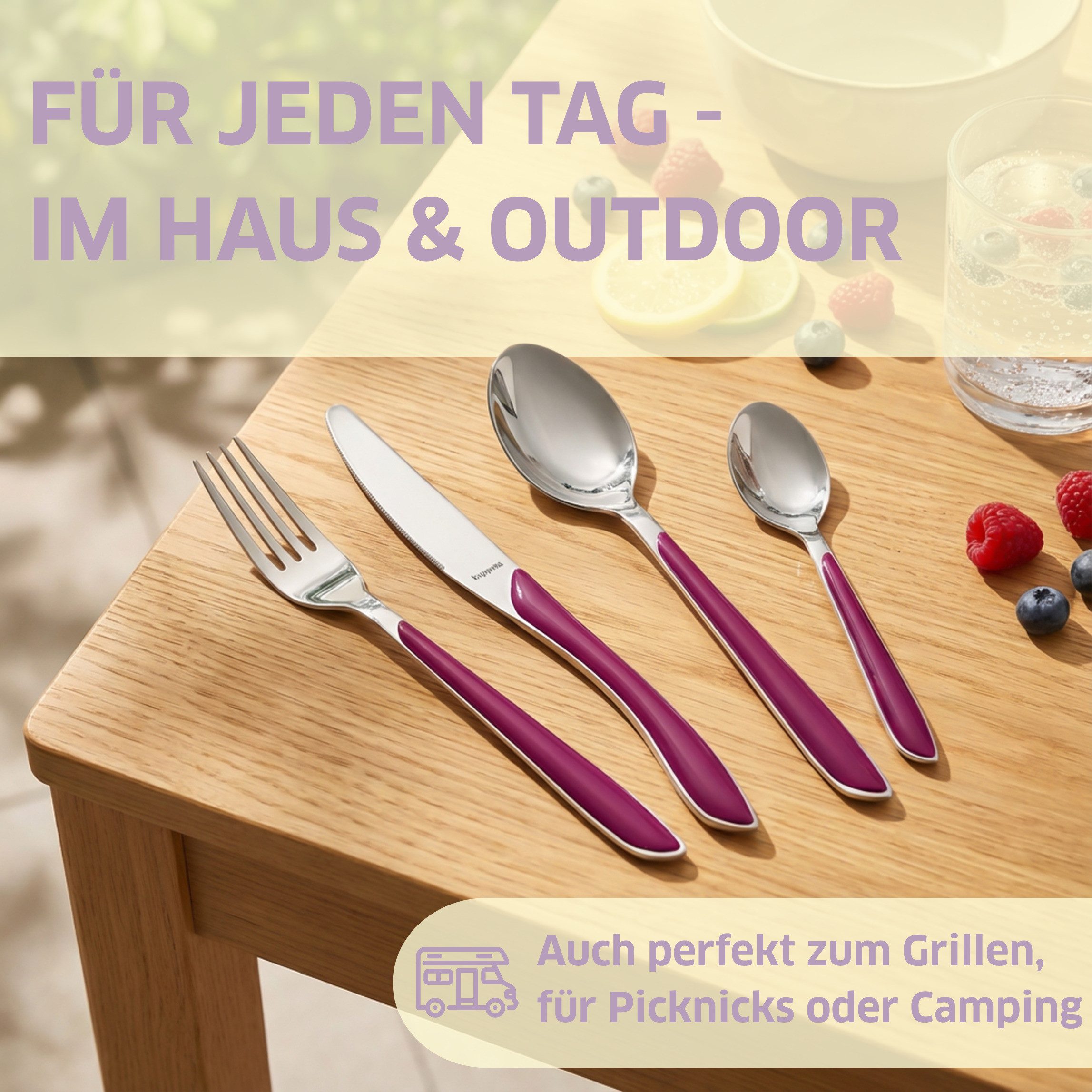 Kuppels Kuchengabel PRISMA (6 Stück), Griff Kunststoff, wildberry glänzend