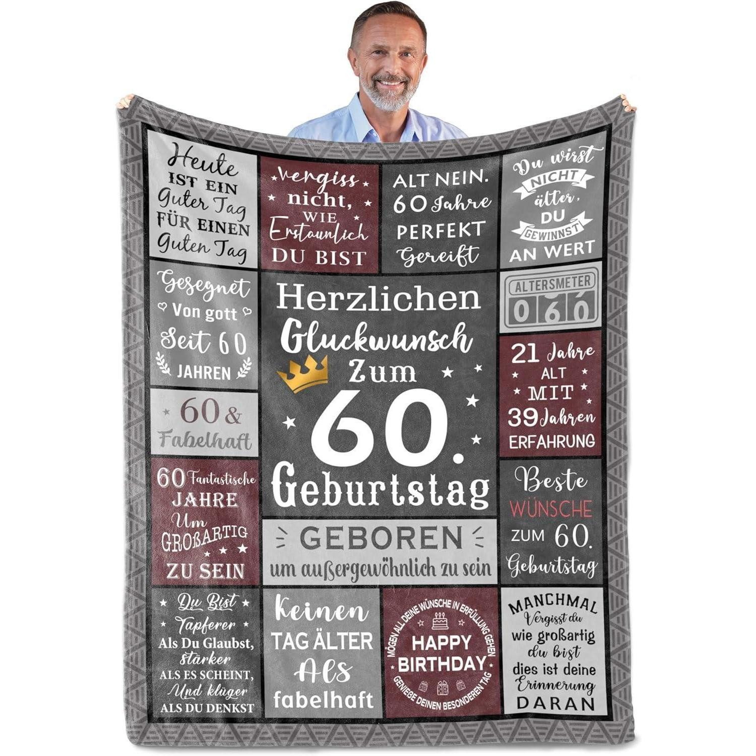 LuxusKollektion Badaccessoire-Set Decke 60er Geburtstag Mann Geschenk 200x150cm 60th Geschenk 200x150CM