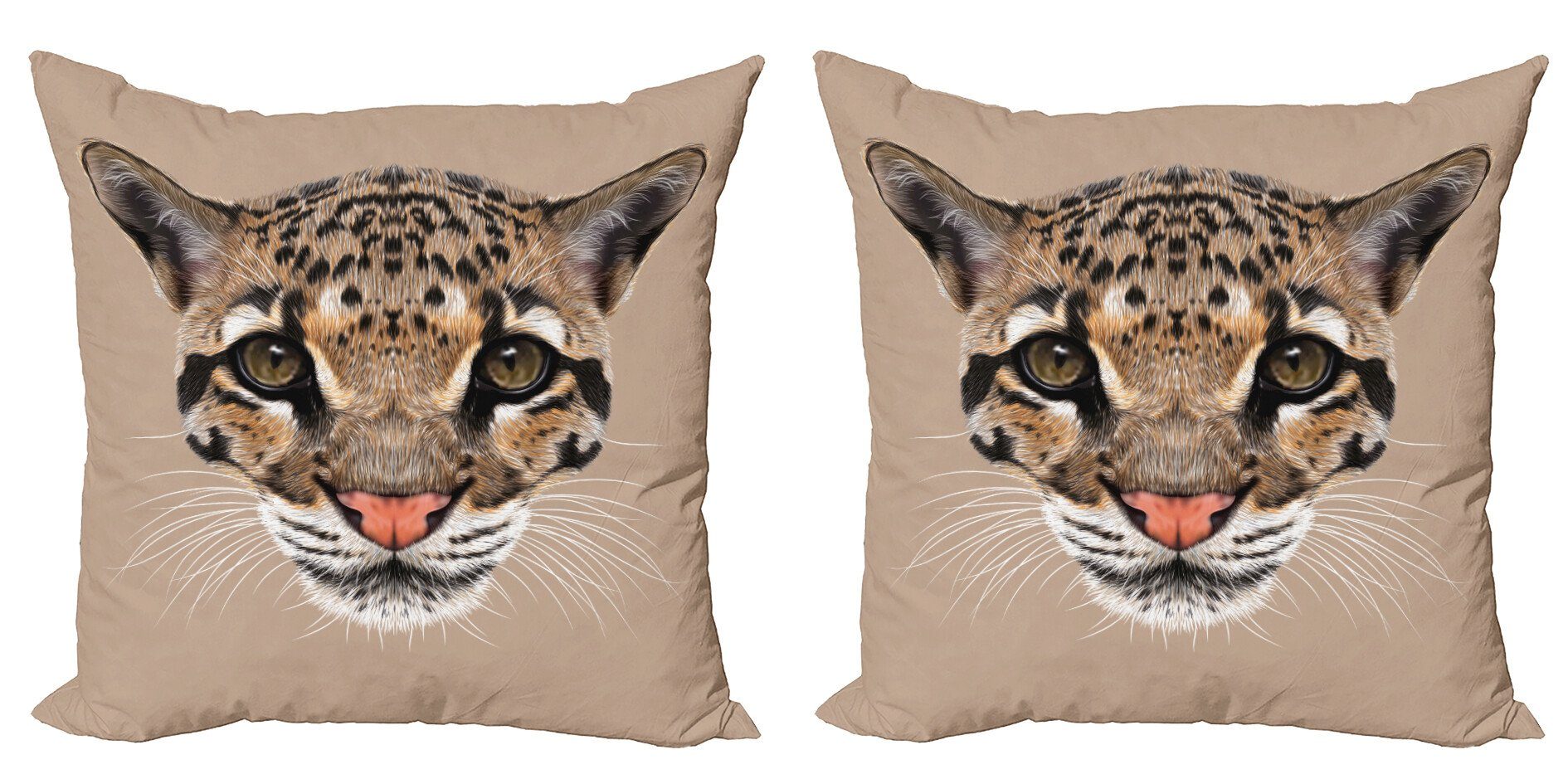 Digitaldruck, Tier (2 Baby-Leopard-wilde Kissenbezüge Modern Accent Stück), Abakuhaus Doppelseitiger