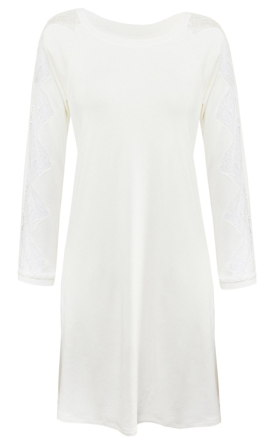 DKaren Nachthemd mit langen Ärmeln und Spitzenbesatz