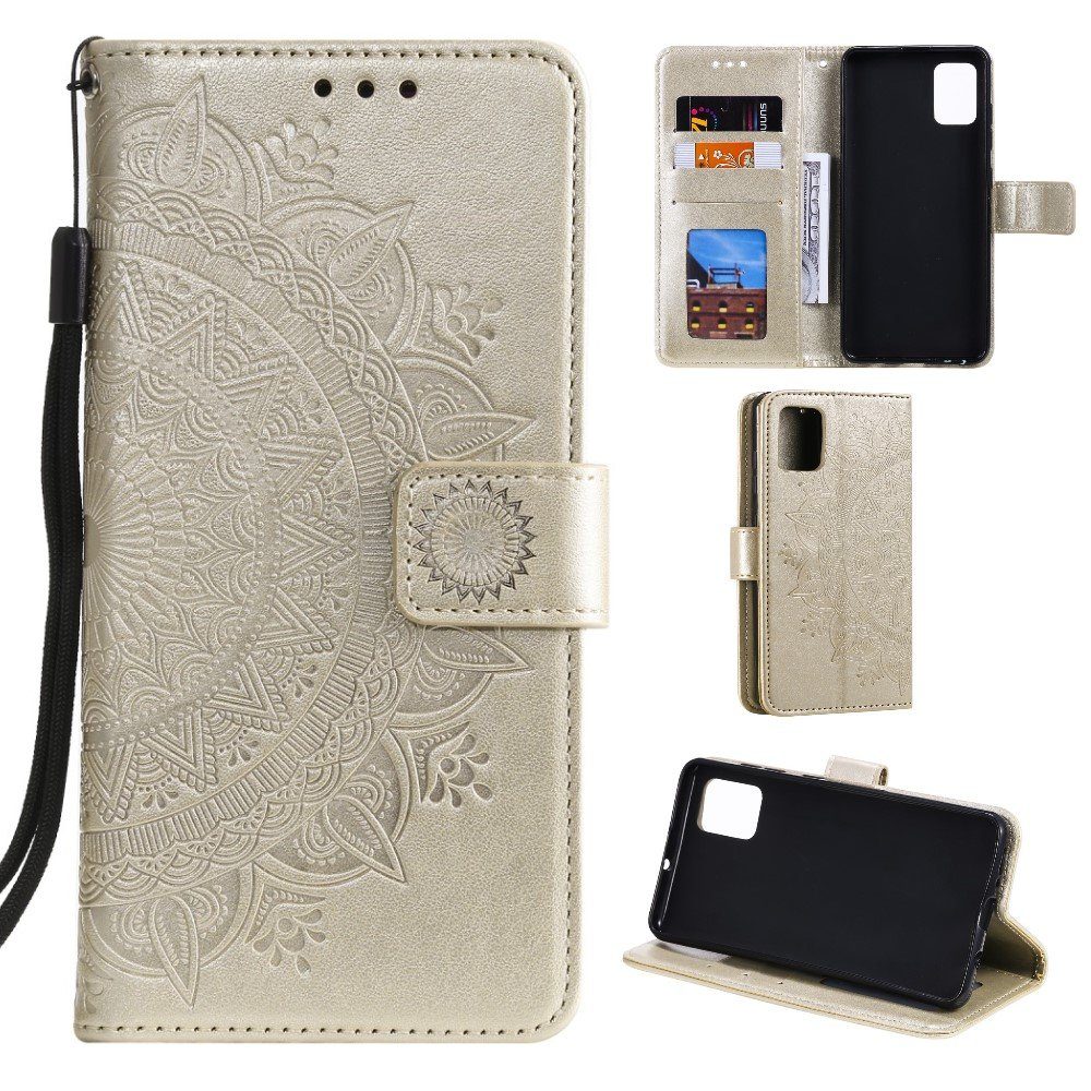 CoverKingz Handyhülle Hülle für Samsung Galaxy A51 Handyhülle Flip Case Schutzhülle Cover 16,5 cm (6,5 Zoll), Klapphülle Schutzhülle mit Kartenfach Schutztasche Motiv Mandala