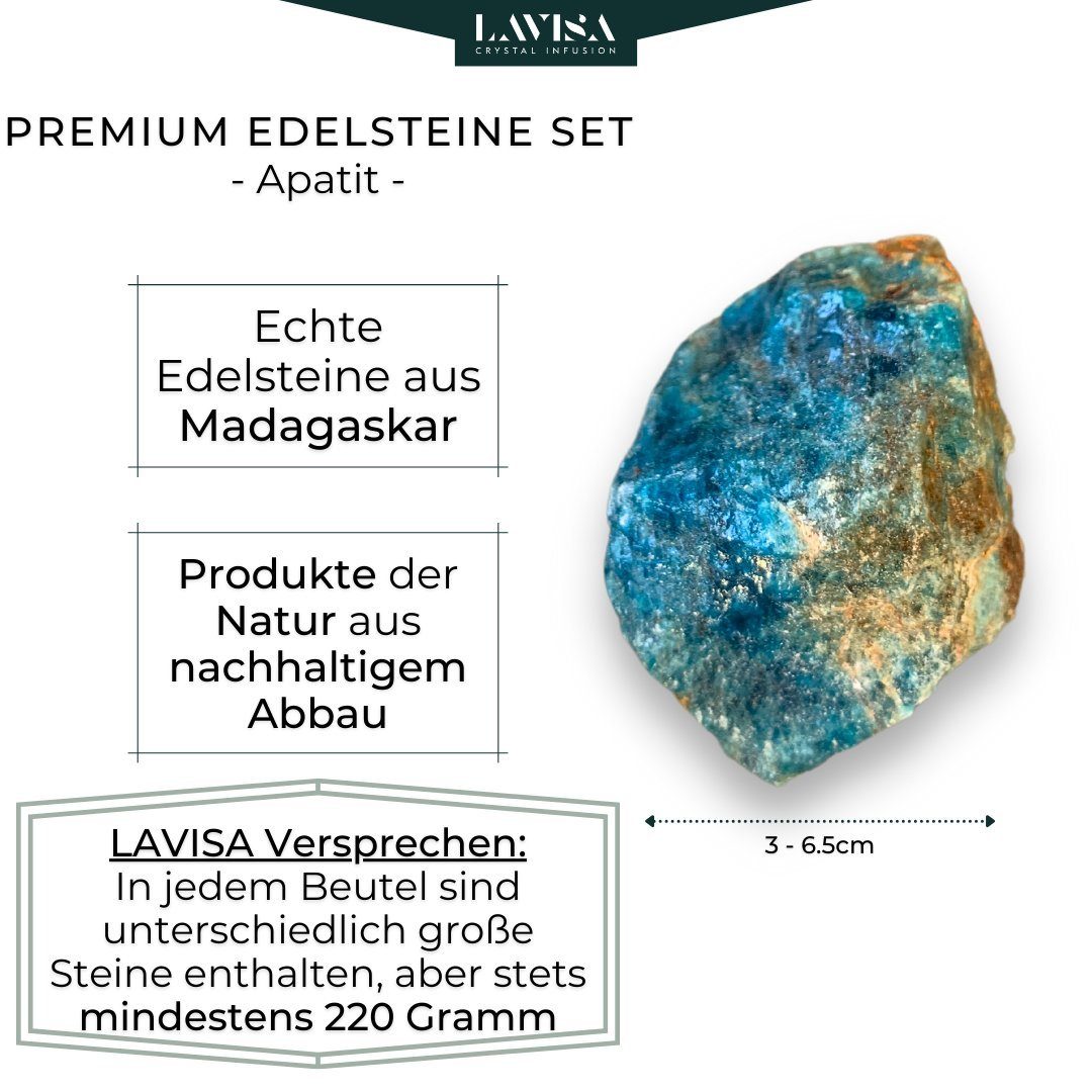 LAVISA Edelstein echte Edelsteine, Dekosteine, Apatit Kristalle, Mineralien Natursteine
