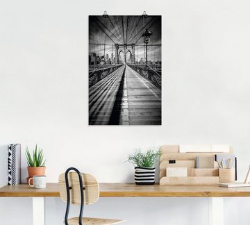 Artland Wandbild Brooklyn Bridge, New York City Monochrom, New York (1 St), als Leinwandbild, Poster in verschied. Größen