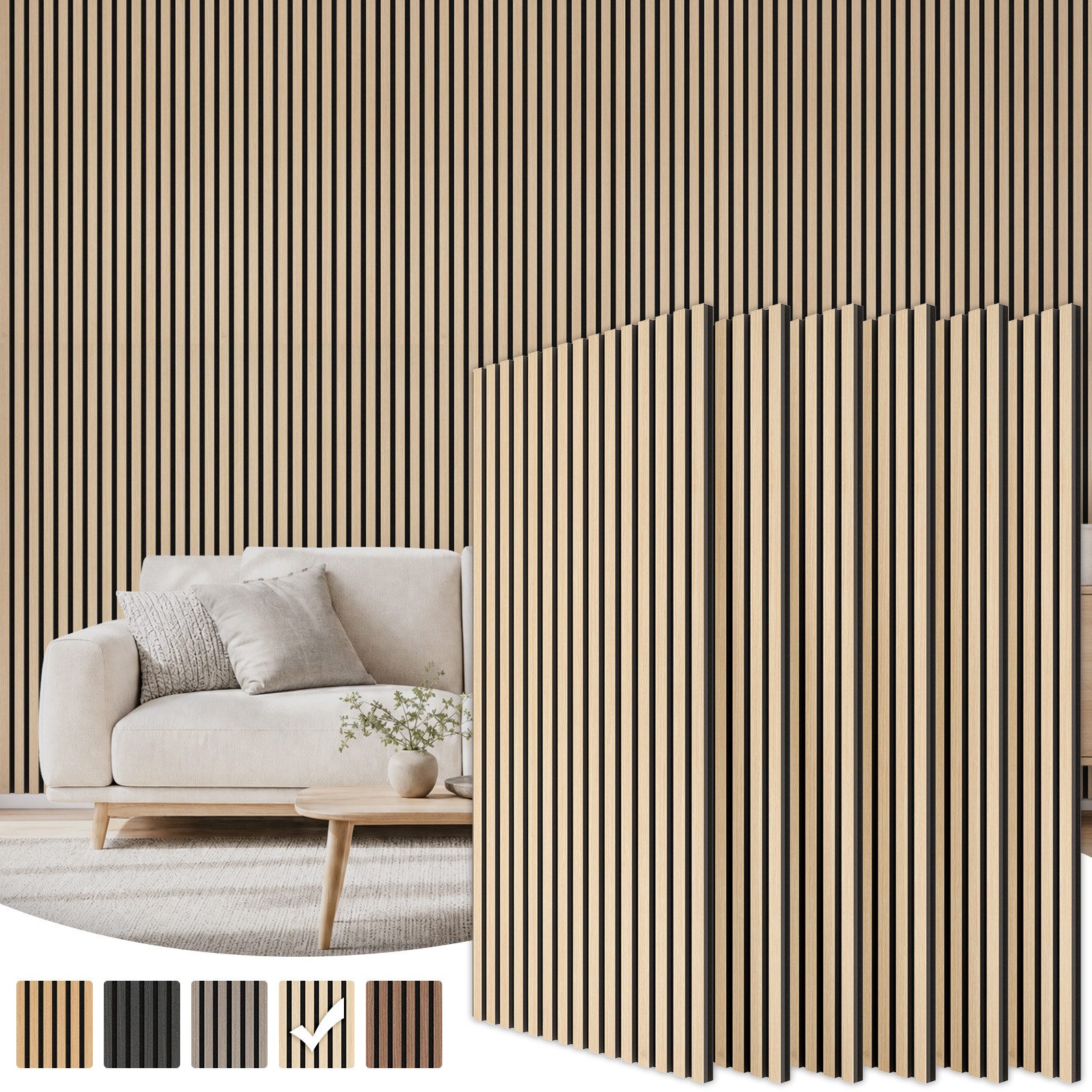 TONOR Wandpaneel Akustikpaneele Holz 120x60cm Wandpaneele Deko Schalldämmung, (6-tlg)