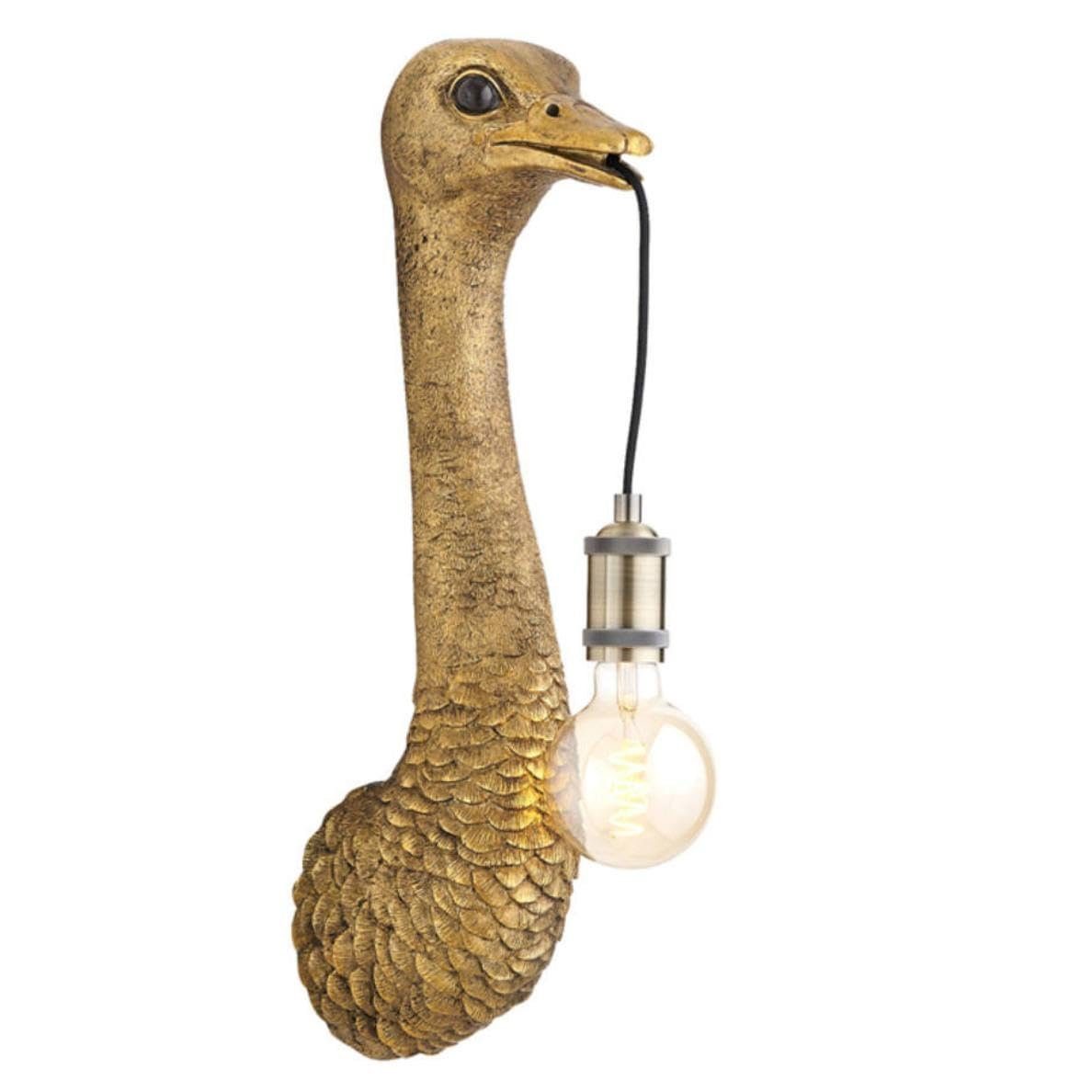 Light & Living Wandleuchte Lampe Wandleuchte Strauß Extravagante Wandlampe Vogel Strauss, ohne Leuchtmittel, Gold 18 x 15,5 x 57,5 cm