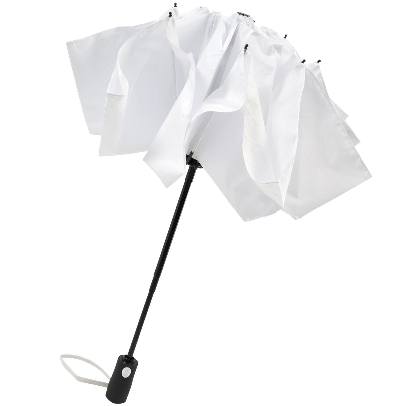 Taschenregenschirm Speichen öffnender mit Fiberglas-Automatiksch, weiß iX-brella umgekehrt bunten Reverse stabilen