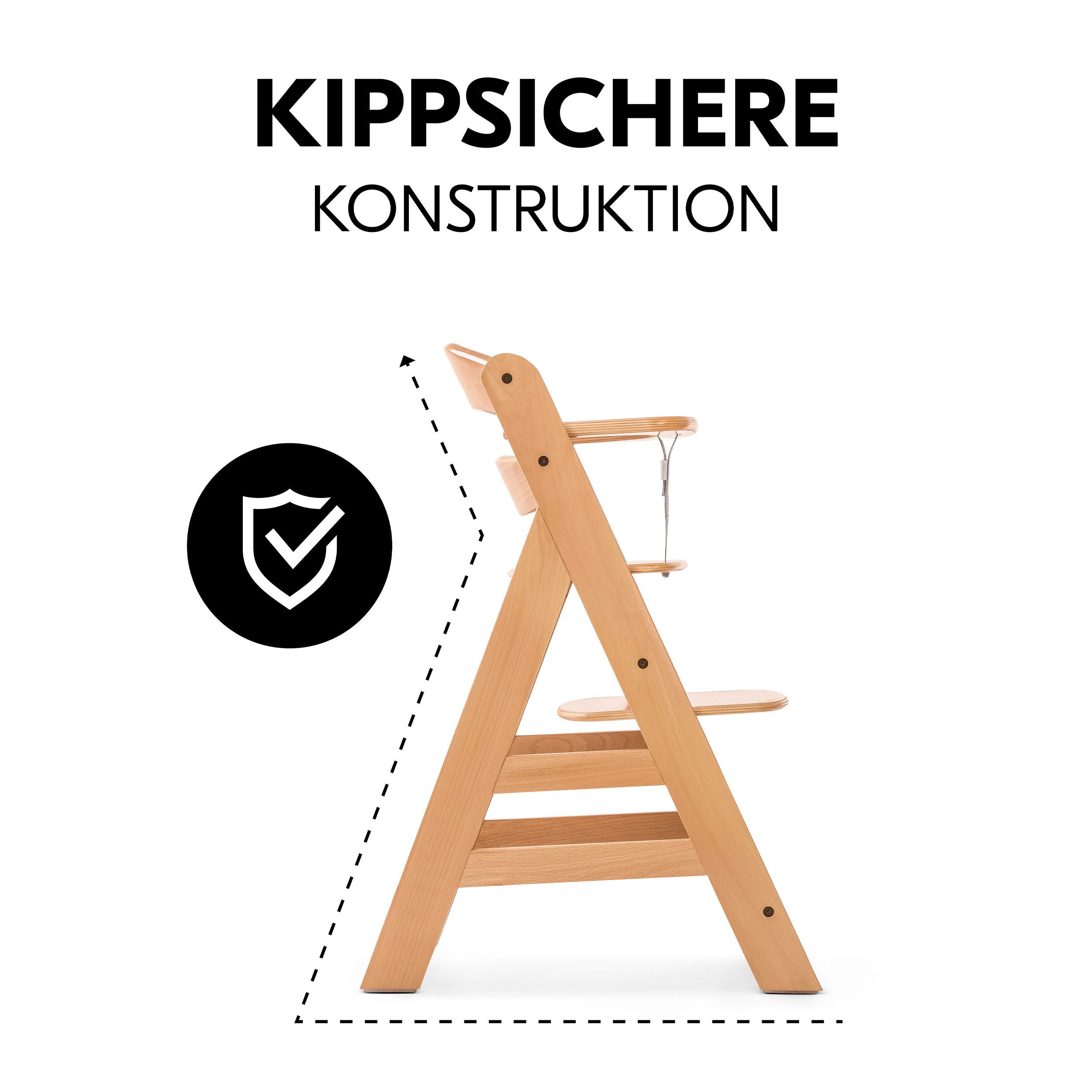 Hauck Hochstuhl Alpha Plus Natur, Mitwachsender Holz Kinderhochstuhl ab 6 Monaten mit Sitzauflage & Gurt – Bild 5 von 5
