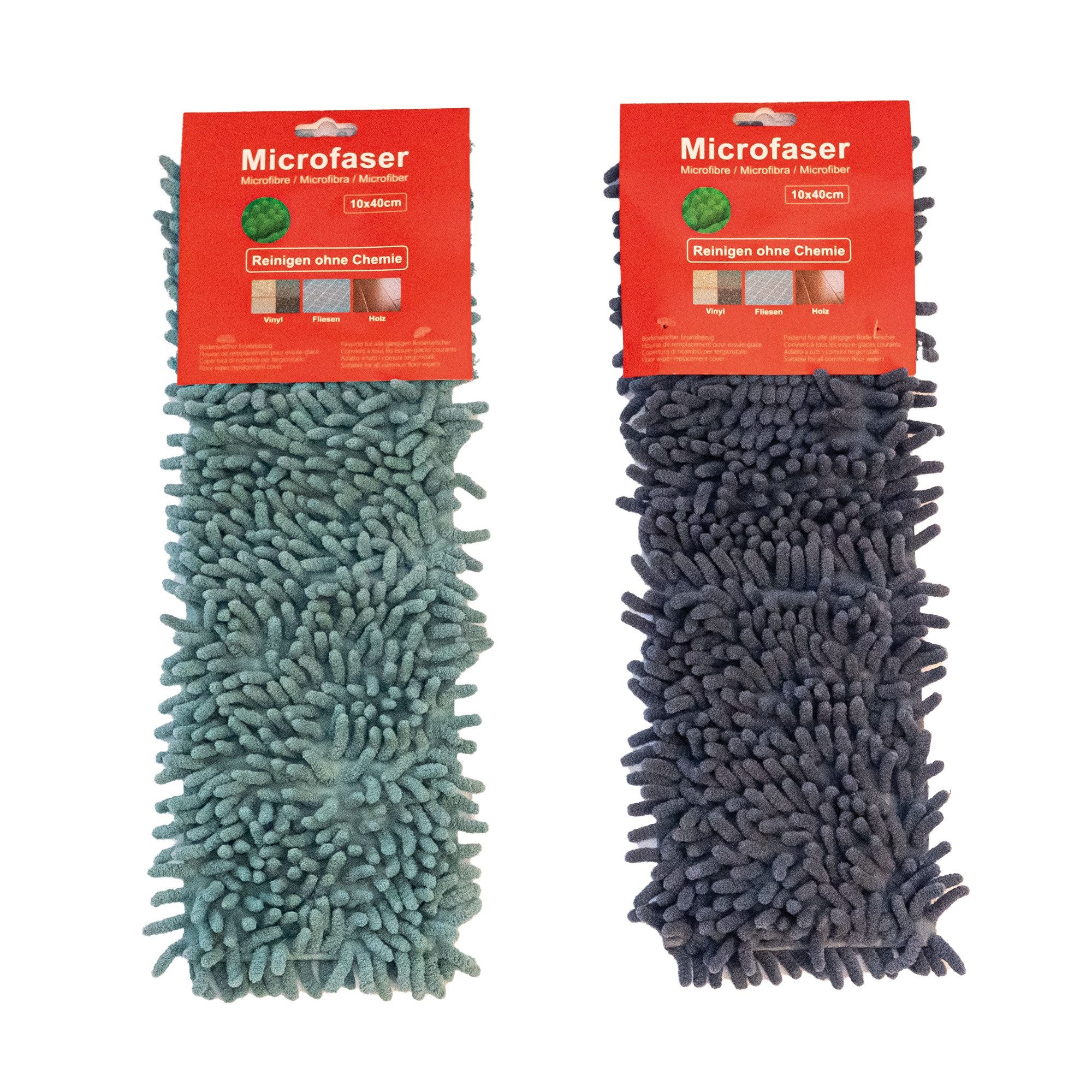 HH-Haushalt Reinigungs-Set Bodenwischer Ersatzbezug 2er Set (Türkis und Blau) 10x40cm alle Böden