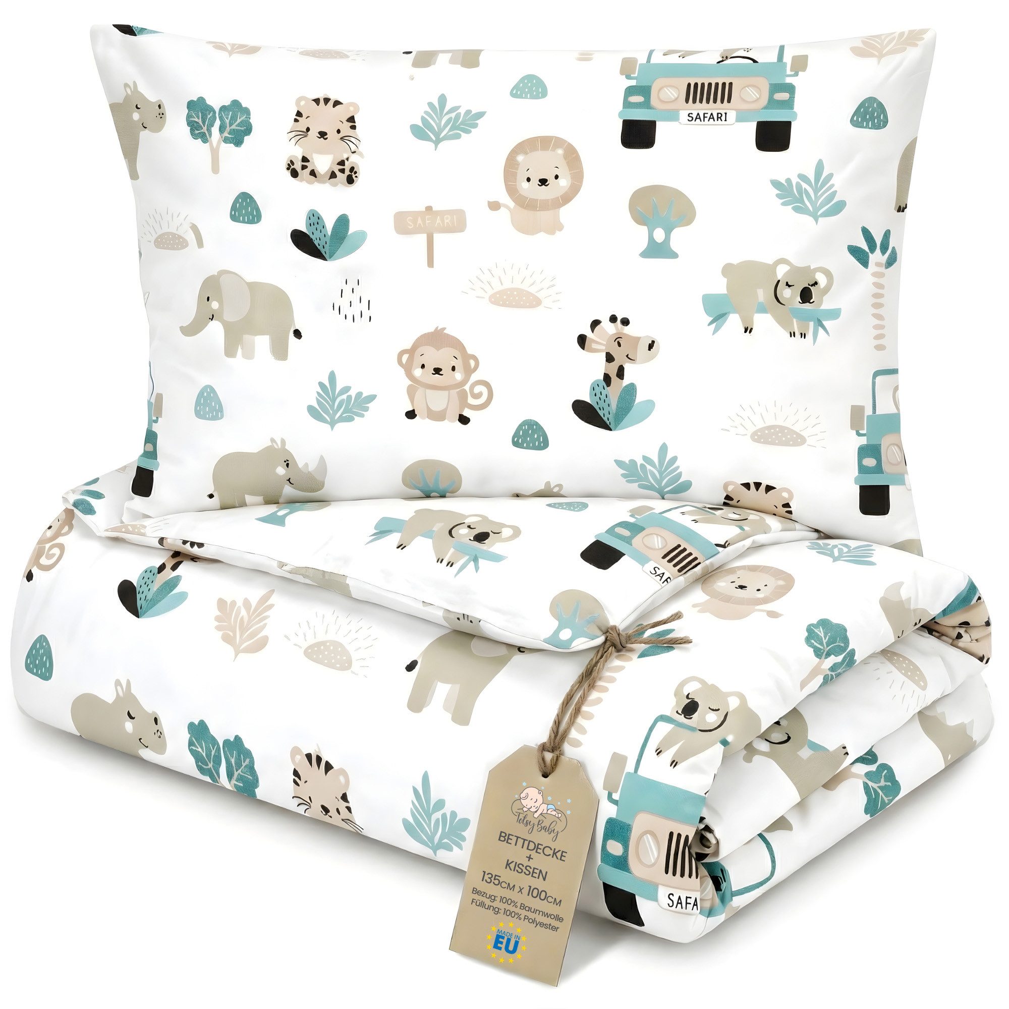 Totsy Baby Babybettwäsche Kinder Bettdecke ohne Bezug – Baby Decke und Kissen Set aus Baumwolle