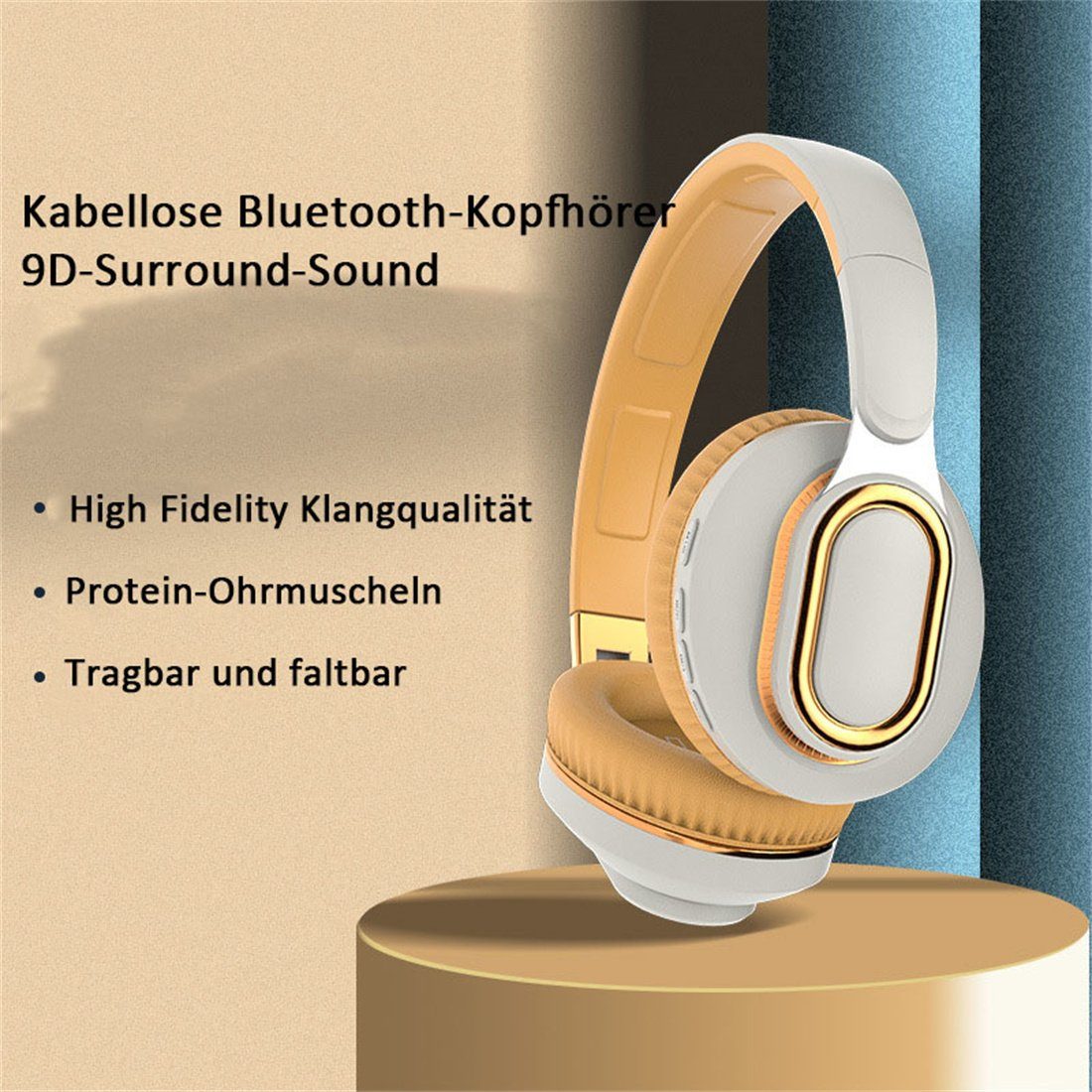 DÖRÖY Bluetooth-Kopfhörer mit Grau Gaming-Sport-Headset.Zusammenklappbar Headset Bluetooth,kabelloses