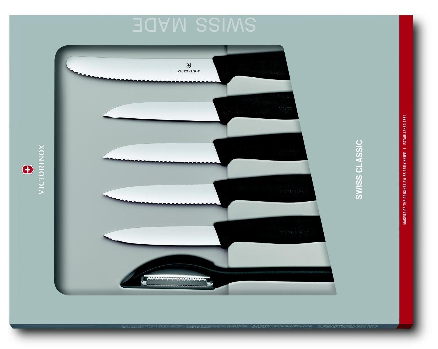 Classic Taschenmesser schwarz, 6-teilig, Geschenkverp. Victorinox Gemüsemesser-Set, Swiss