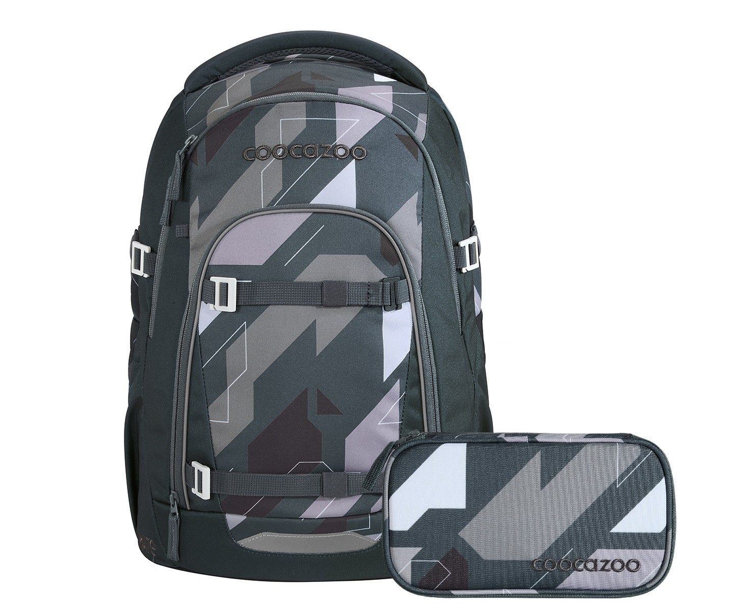 coocazoo Schulranzen Schulrucksack-Set MATE Dark Race 2-teilig (2-teilig), ergonomisch, Körpergröße: 135 - 180 cm, Easy-Grow-System