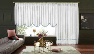 Gardine Eby, my home, Kräuselband (1 St), transparent, Satin, Vorhang, Fertiggardine, Store, transparent