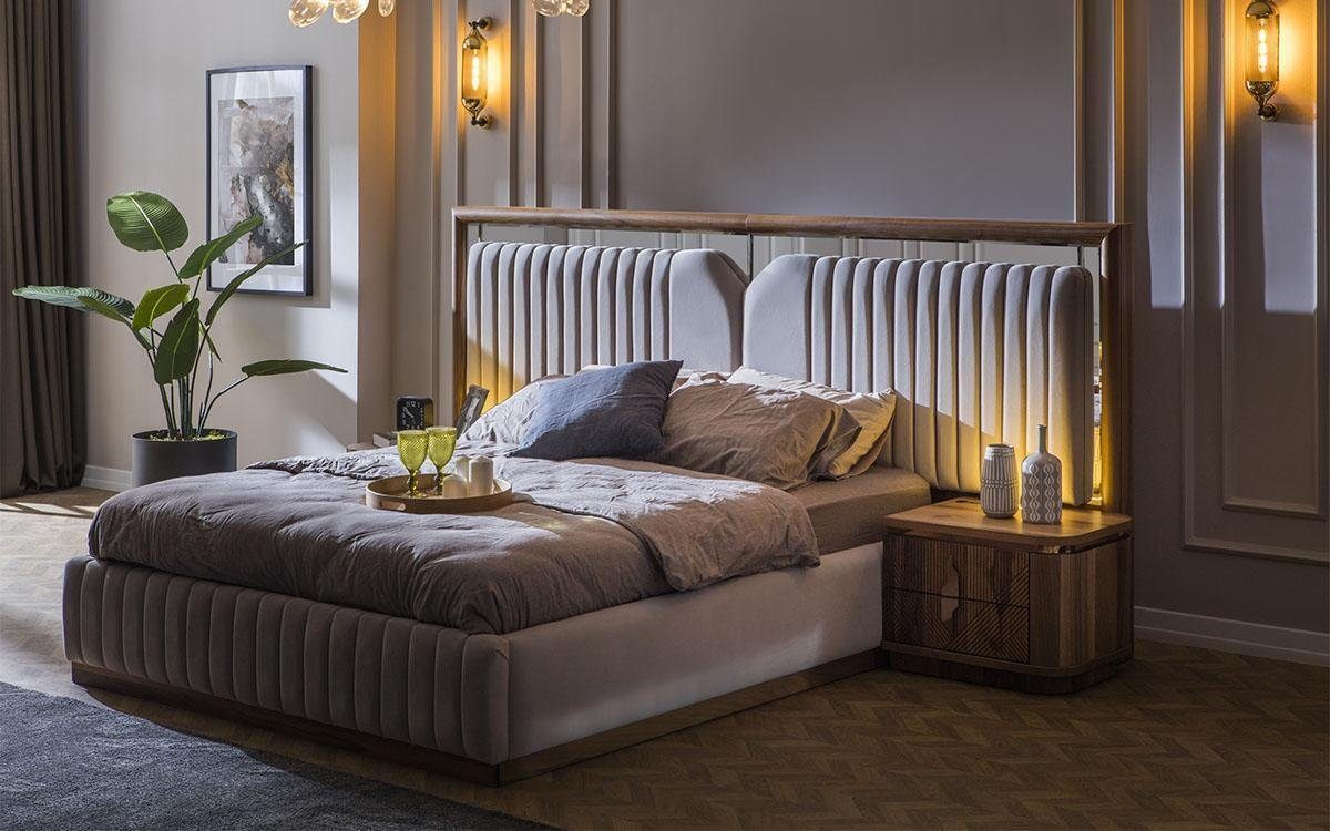 JVmoebel Schlafzimmer-Set Luxus Schlafzimmer set Made + Kleiderschrank Bett In Modern, + 2x Europe Nachttische
