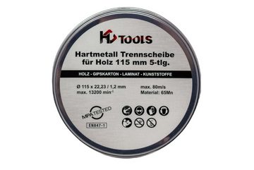 HC Tools Trennscheiben Hartmetall Trennscheibe, Ø 115 mm, (Set, 5-tlg), für Holz, Kunststoff, uvm., Standfest, gleichbleibender Schnitt