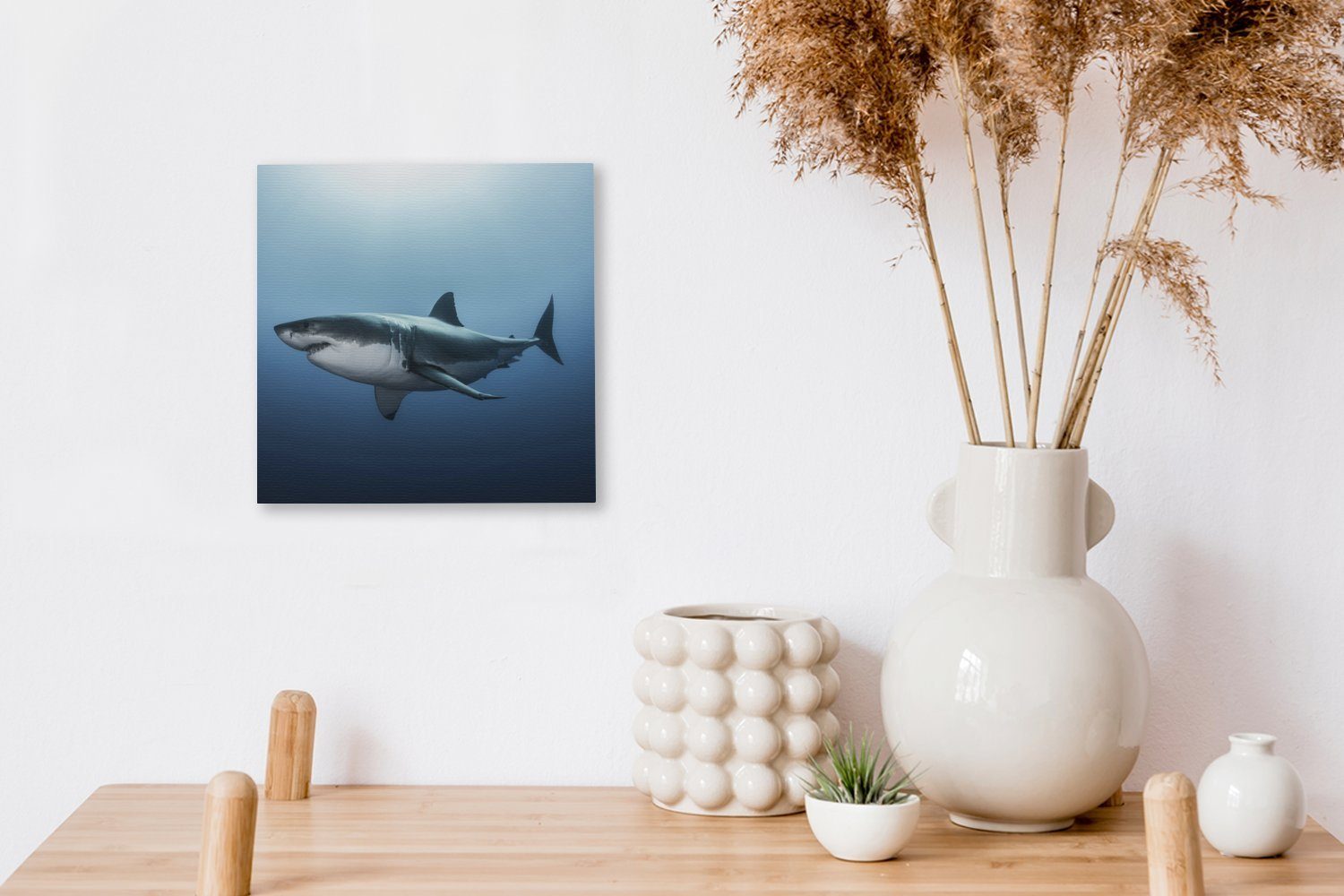OneMillionCanvasses® eines (1 Bilder Weißen Seitenansicht Leinwand für St), Wohnzimmer Hais, Schlafzimmer Leinwandbild