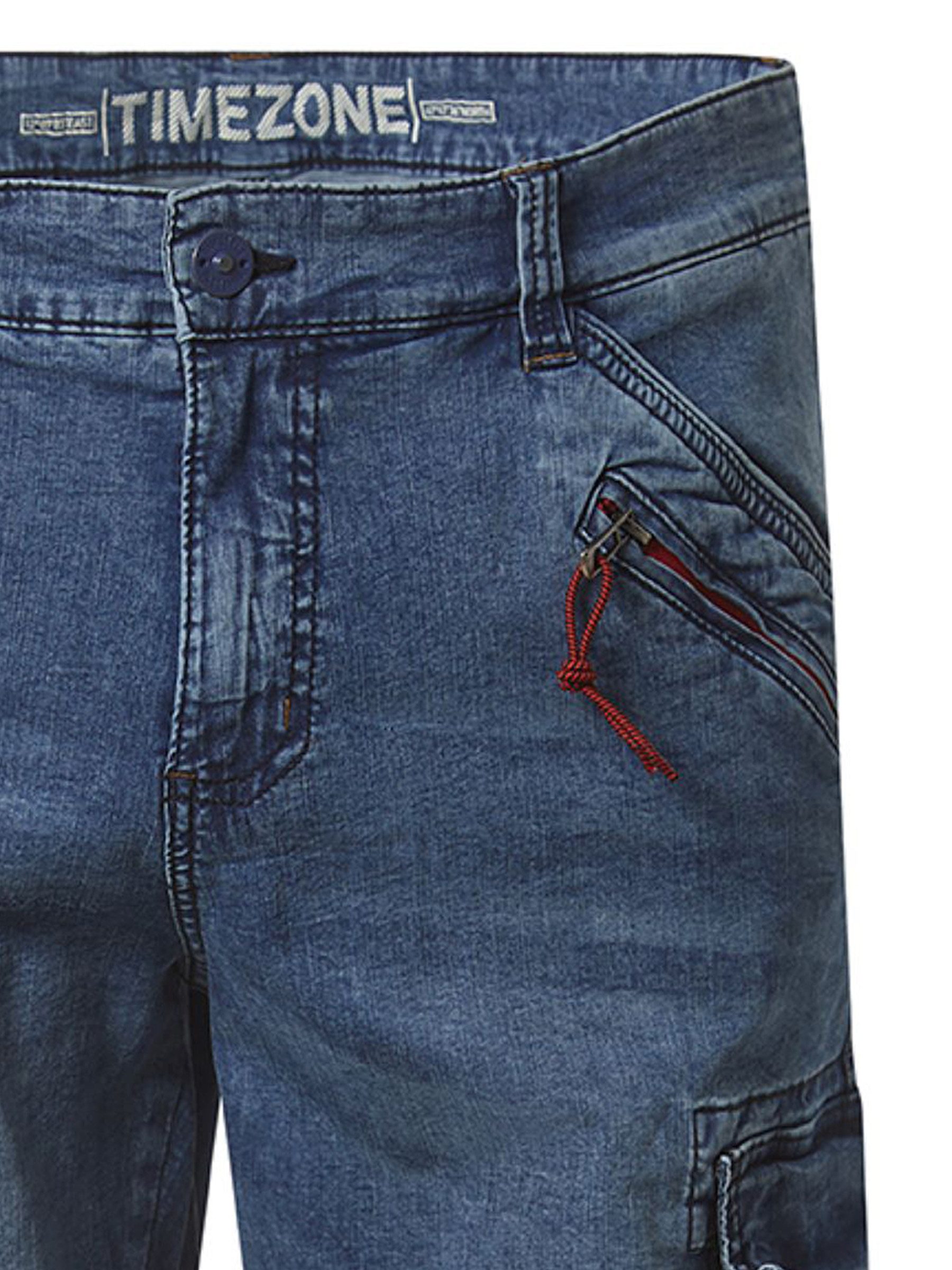TIMEZONE Jeansshorts Casual Cargo normale Bundhöhe Zip-Fly für Herren (1-tlg) Baumwolle Loose Fit Einfarbig atmungsaktiv Reißverschluss
